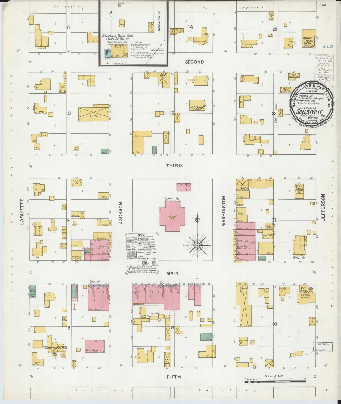 Sanborn Fire Insurance Map from Shelbyville, Shelby County, Missouri (1900), Sheet #0001 - Historic Sanborn Fire Insurance Map Print, vintage old map wall art, antique decor, genealogy gift, Missouri Missouri map