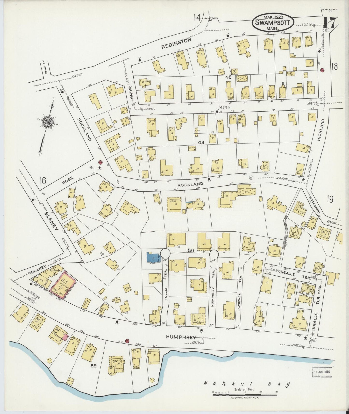 Sanborn Fire Insurance Map from Swampscott, Essex County, Massachusetts (1920), Sheet #0017 - Historic Sanborn Fire Insurance Map Print, vintage old map wall art, antique decor, genealogy gift, Massachusetts Massachusetts map