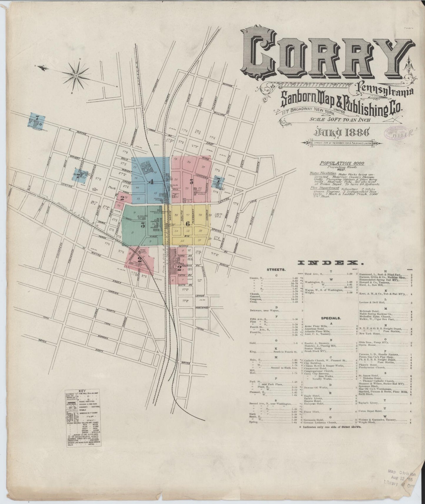 Sanborn Fire Insurance Map from Corry, Erie County, Pennsylvania. (1886) – Historic Sanborn Fire Insurance Map Print