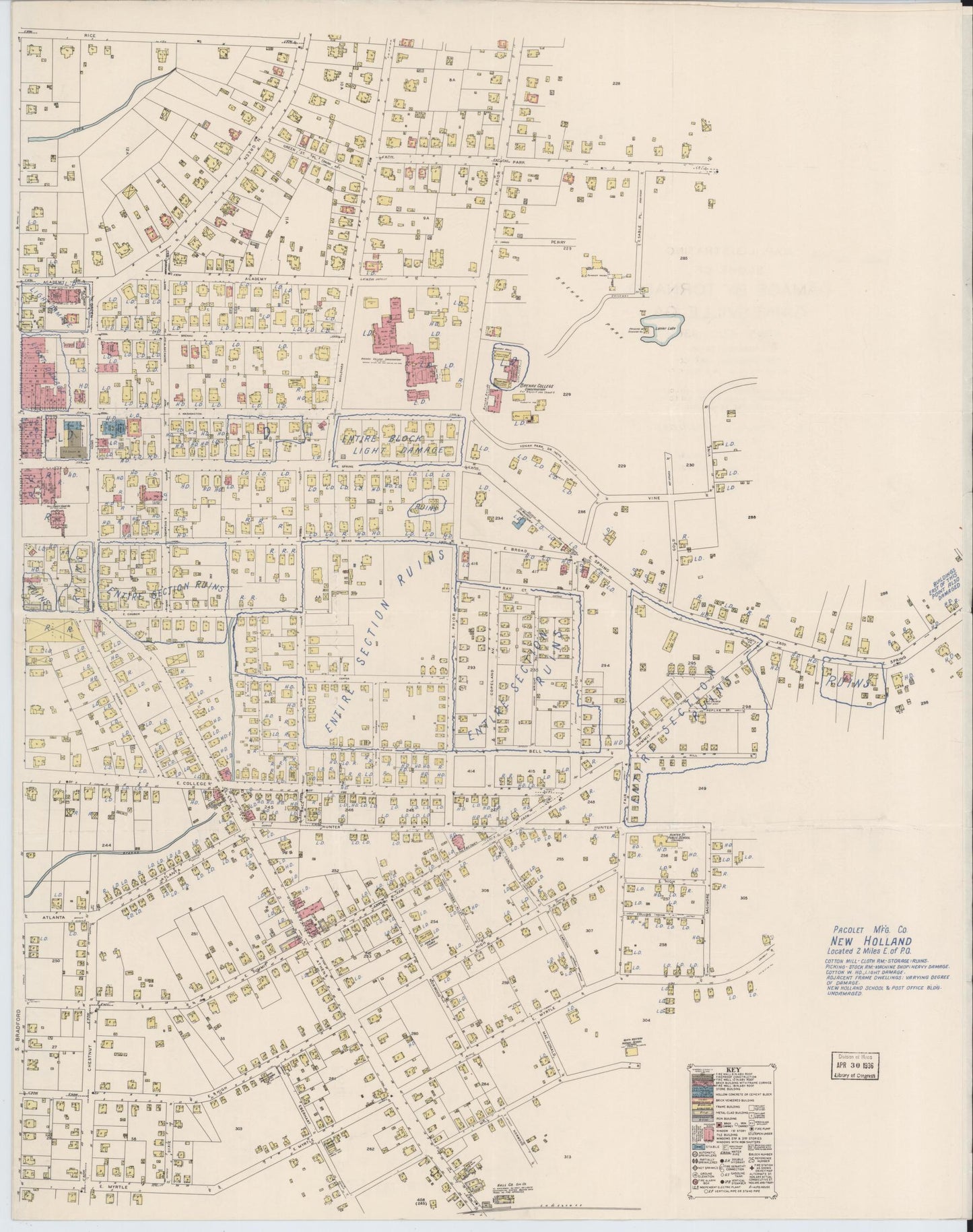 Sanborn Fire Insurance Map from Gainesville, Hall County, Georgia (1936), Sheet #0002 - Historic Sanborn Fire Insurance Map Print, vintage old map wall art, antique decor, genealogy gift, Georgia Georgia map