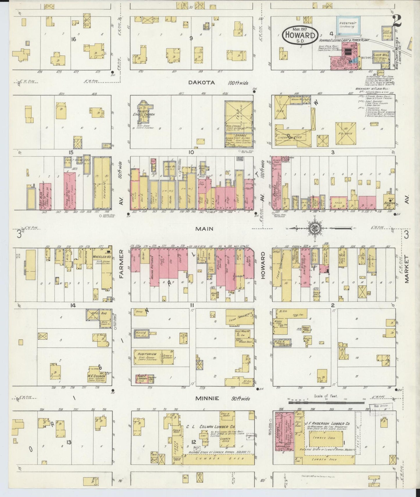 Sanborn Fire Insurance Map from Howard, Miner County, South Dakota (1917), Sheet #0002 - Historic Sanborn Fire Insurance Map Print, vintage old map wall art, antique decor, genealogy gift, South Dakota South Dakota map