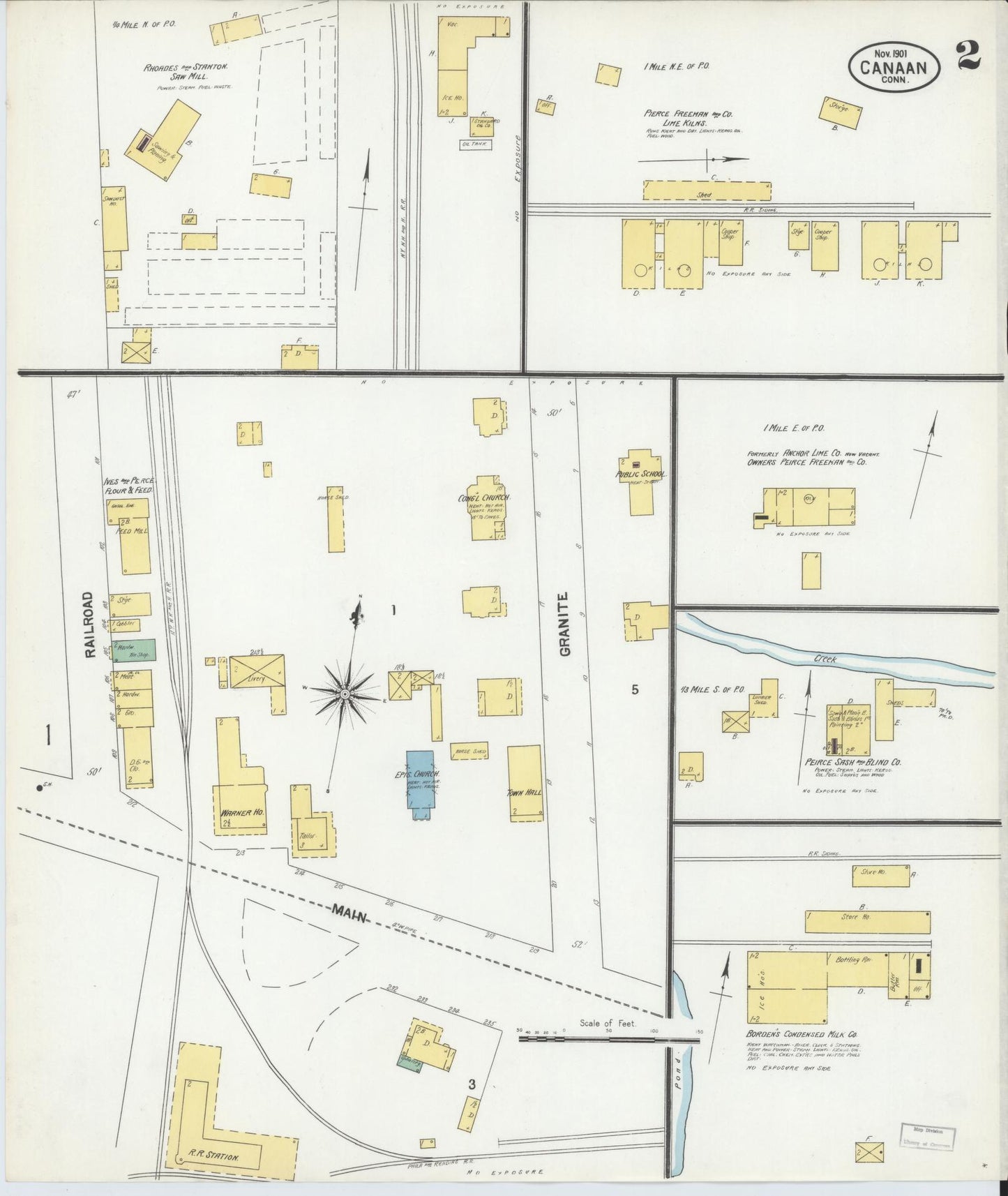 Sanborn Fire Insurance Map from Canaan, Litchfield County, Connecticut (1901), Sheet #0002 - Complete Map Set gallery image, historic Sanborn map, vintage wall art, Connecticut Connecticut