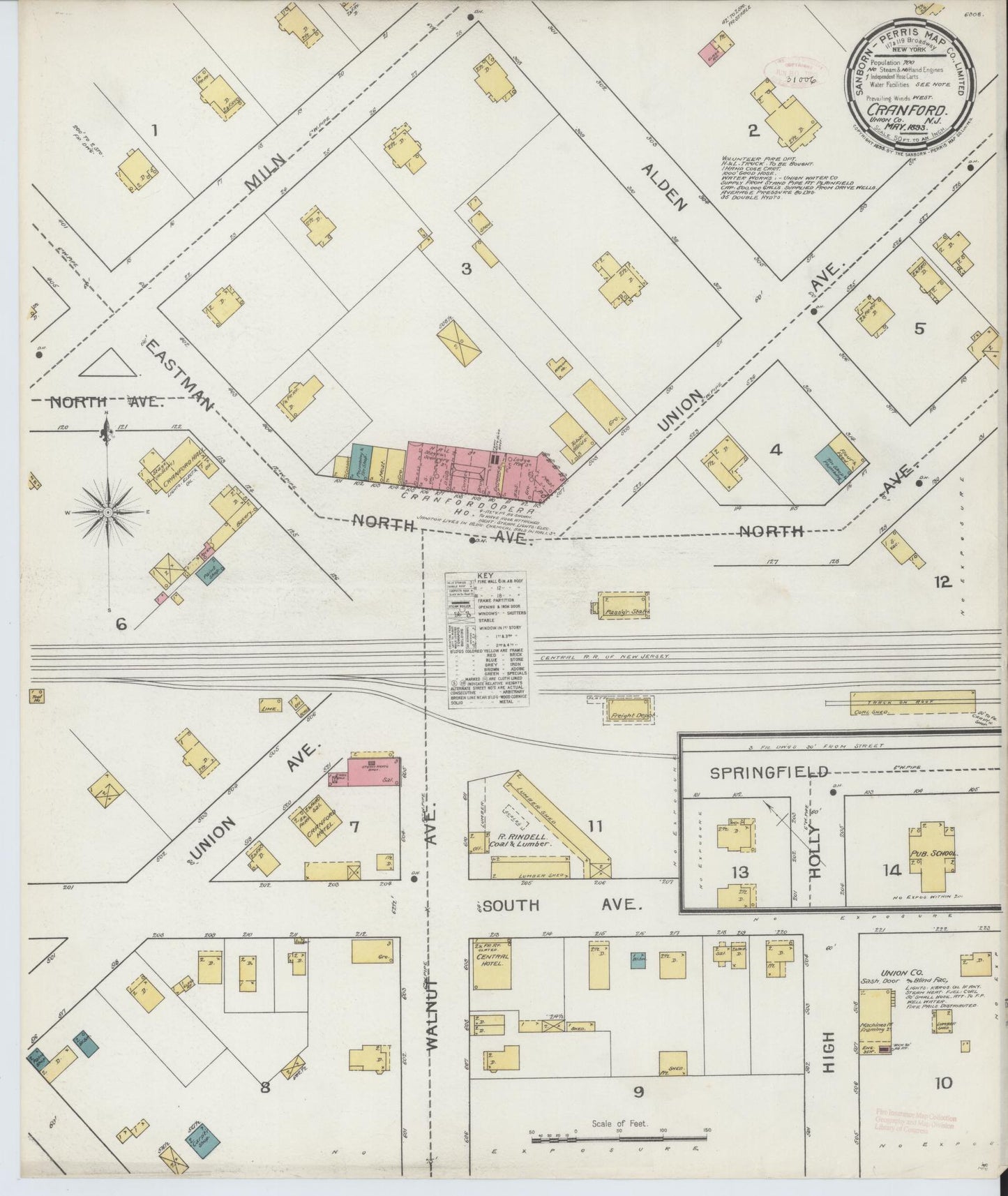 Sanborn Fire Insurance Map from Cranford, Union County, New Jersey. (1893) – Historic Sanborn Fire Insurance Map Print