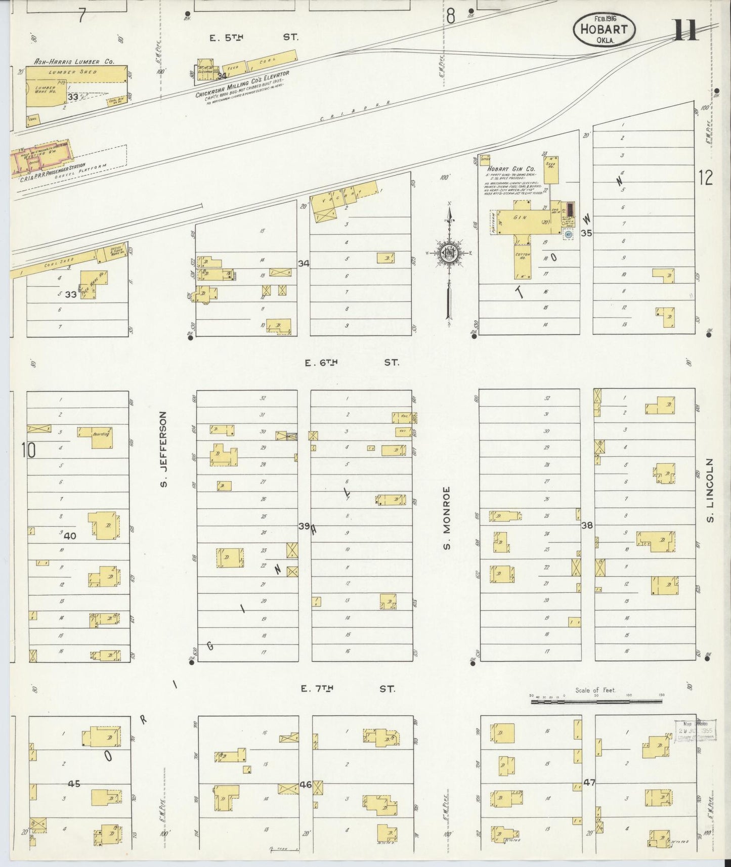 Sanborn Fire Insurance Map from Hobart, Kiowa County, Oklahoma (1916), Sheet #0011 - Historic Sanborn Fire Insurance Map Print, vintage old map wall art, antique decor, genealogy gift, Oklahoma Oklahoma map