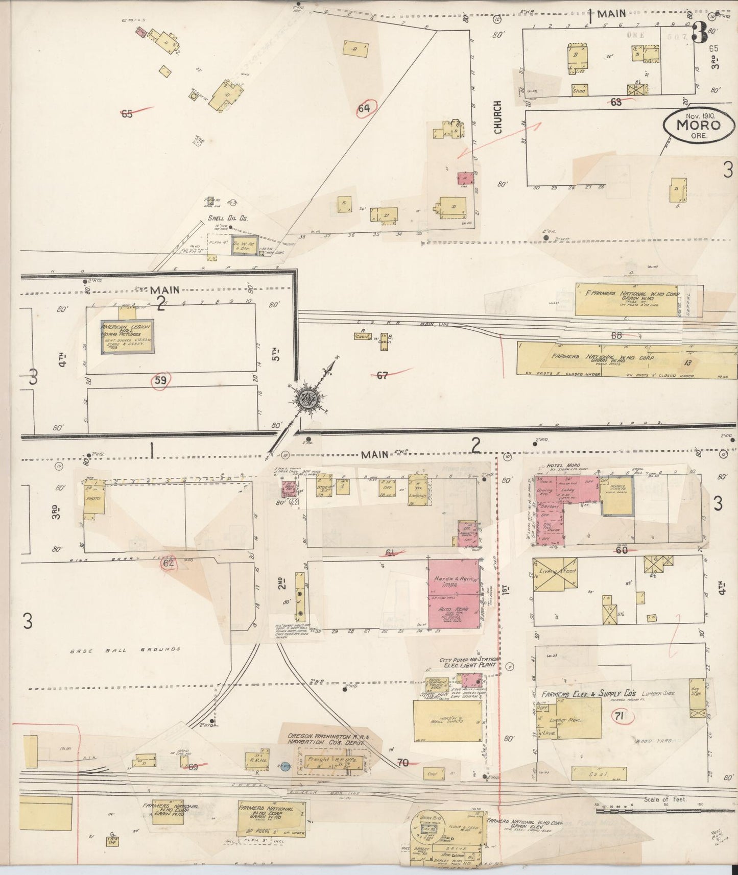 Sanborn Fire Insurance Map from Moro, Sherman County, Oregon (1931), Sheet #0003 - Complete Map Set gallery image, historic Sanborn map, vintage wall art, Oregon Oregon