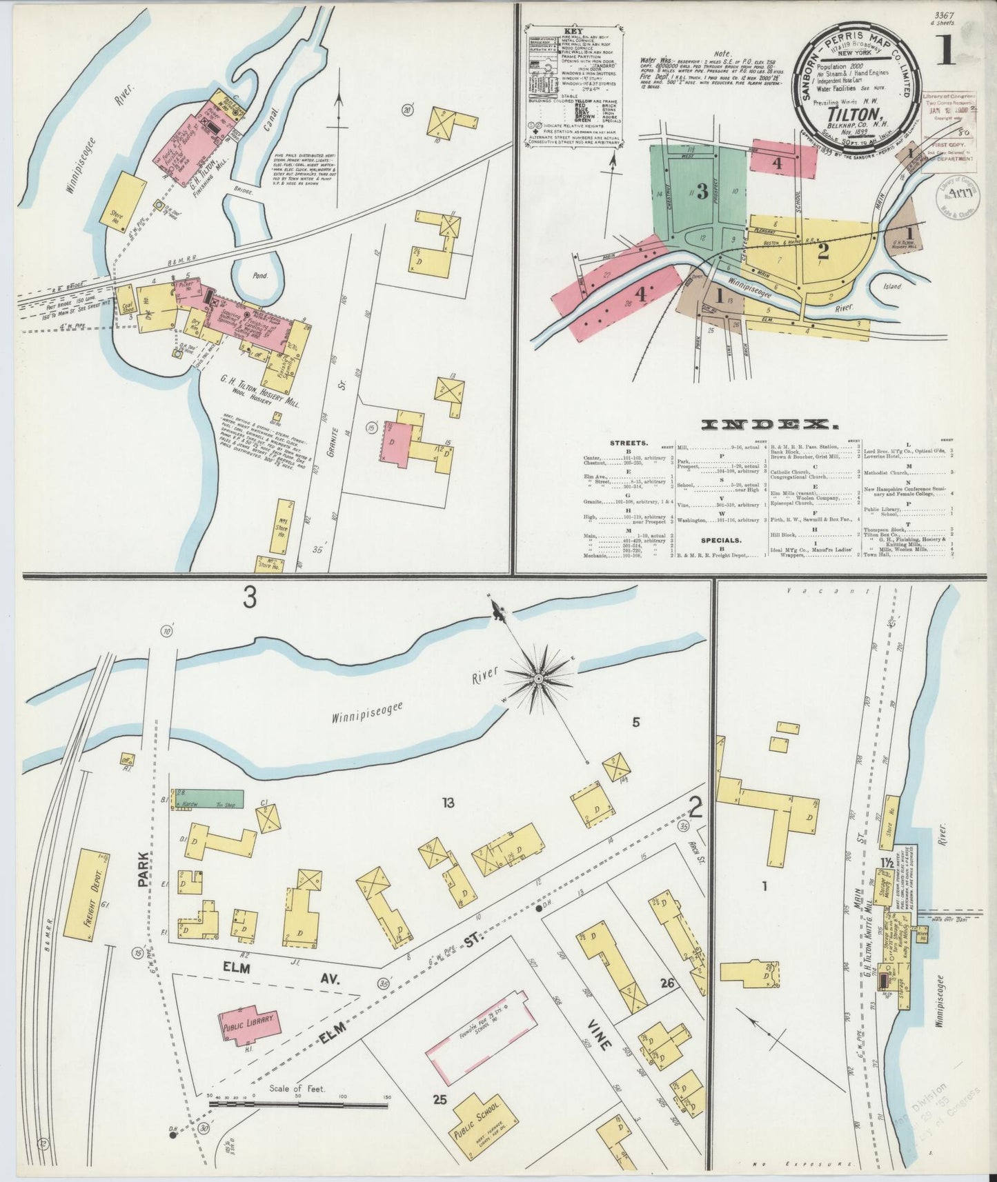 Sanborn Fire Insurance Map from Tilton, Belknap County, New Hampshire. (1899) – Historic Sanborn Fire Insurance Map Print