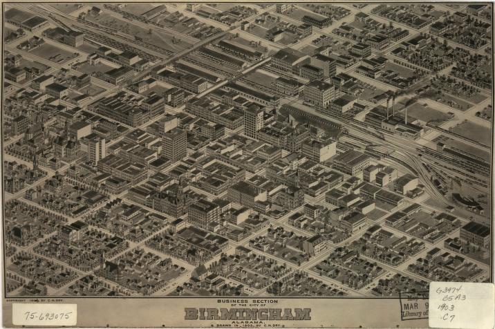 Business section of the city of Birmingham, Alabama. (1904) – Historic Bird’s-Eye View Panorama Print