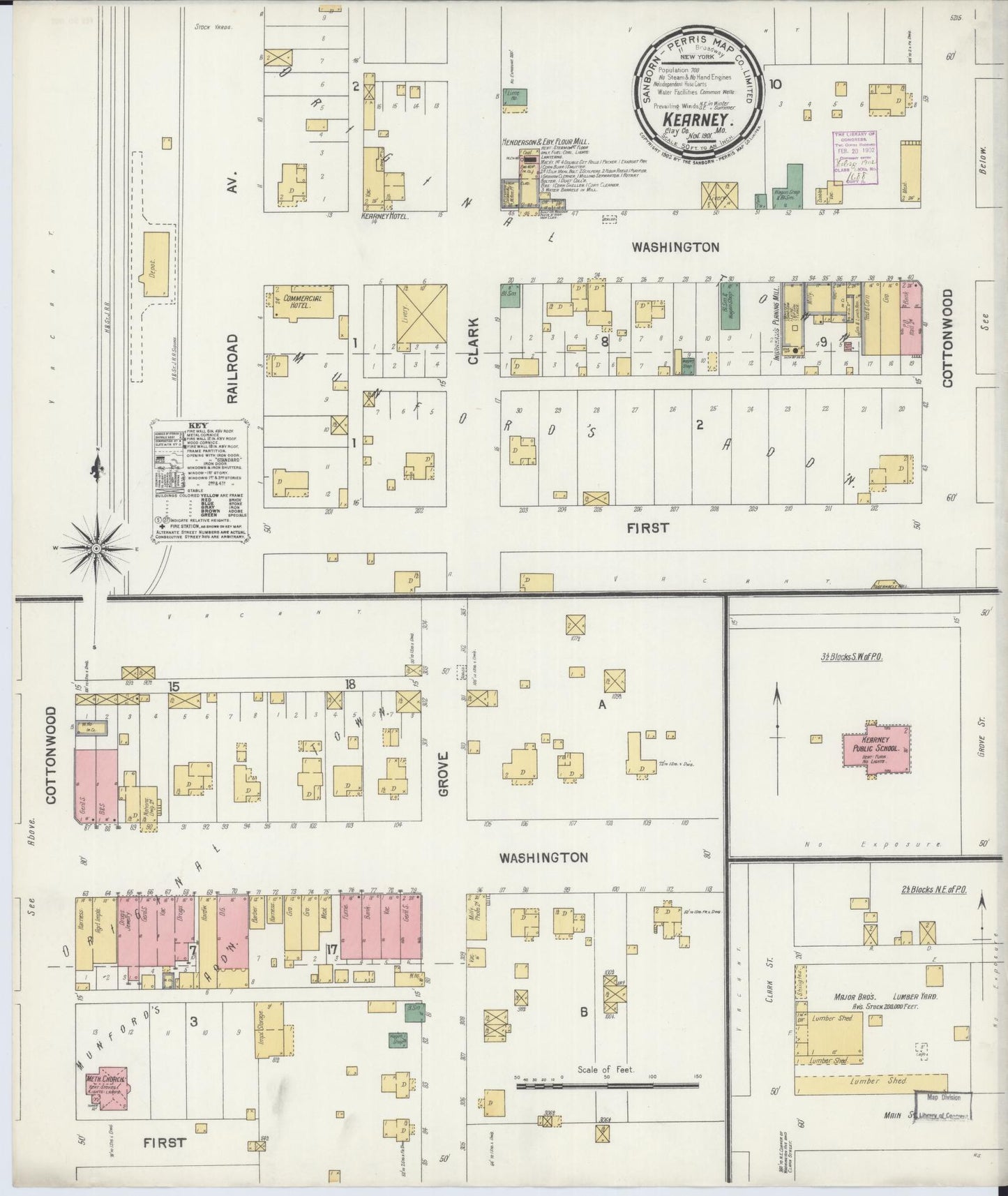 Sanborn Fire Insurance Map from Kearney, Clay County, Missouri (1901), Sheet #0001 - Historic Sanborn Fire Insurance Map Print, vintage old map wall art, antique decor, genealogy gift, Missouri Missouri map