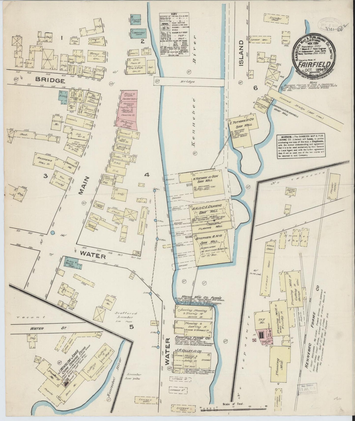Sanborn Fire Insurance Map from Fairfield, Somerset County, Maine. (1884) – Historic Sanborn Fire Insurance Map Print
