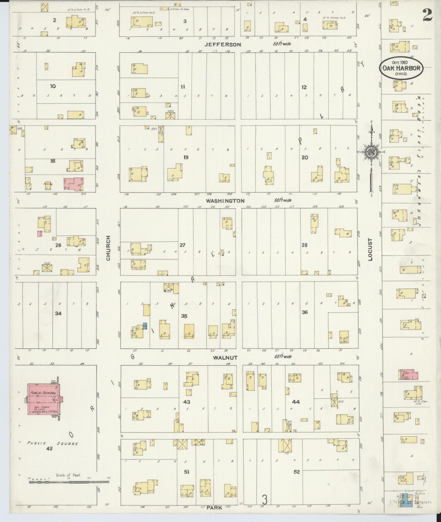 Sanborn Fire Insurance Map from Oak Harbor, Ottawa County, Ohio (1910), Sheet #0002 - Historic Sanborn Fire Insurance Map Print, vintage old map wall art, antique decor, genealogy gift, Ohio Ohio map