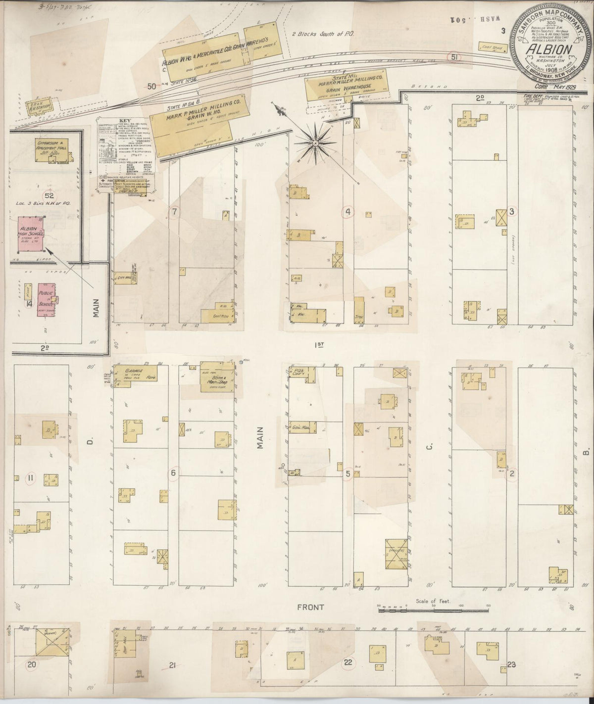Sanborn Fire Insurance Map from Albion, Whitman County, Washington (1929), Sheet #0001 - Historic Sanborn Fire Insurance Map Print, vintage old map wall art, antique decor, genealogy gift, Washington Washington map