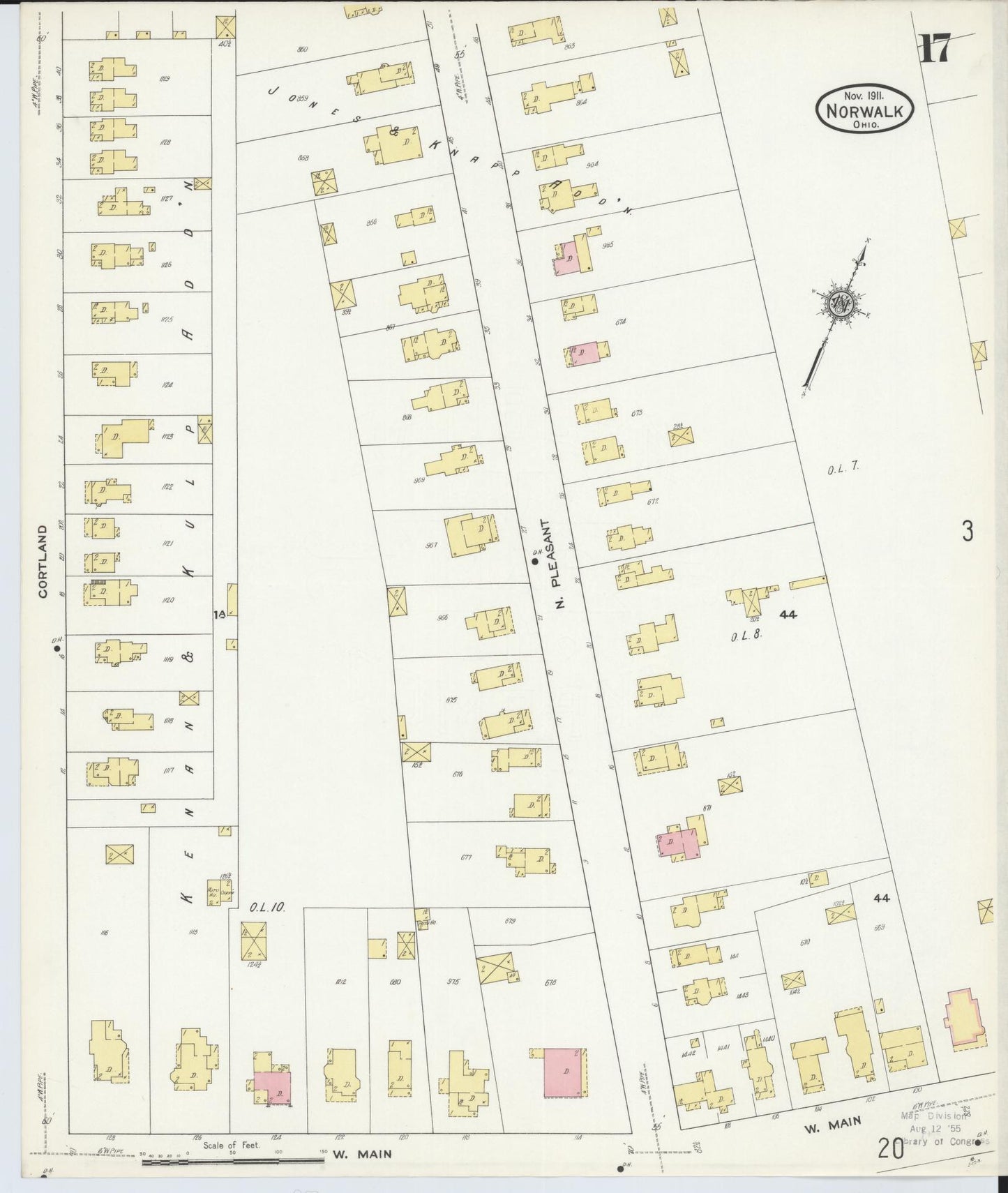 Sanborn Fire Insurance Map from Norwalk, Huron County, Ohio (1911), Sheet #0017 - Historic Sanborn Fire Insurance Map Print, vintage old map wall art, antique decor, genealogy gift, Ohio Ohio map