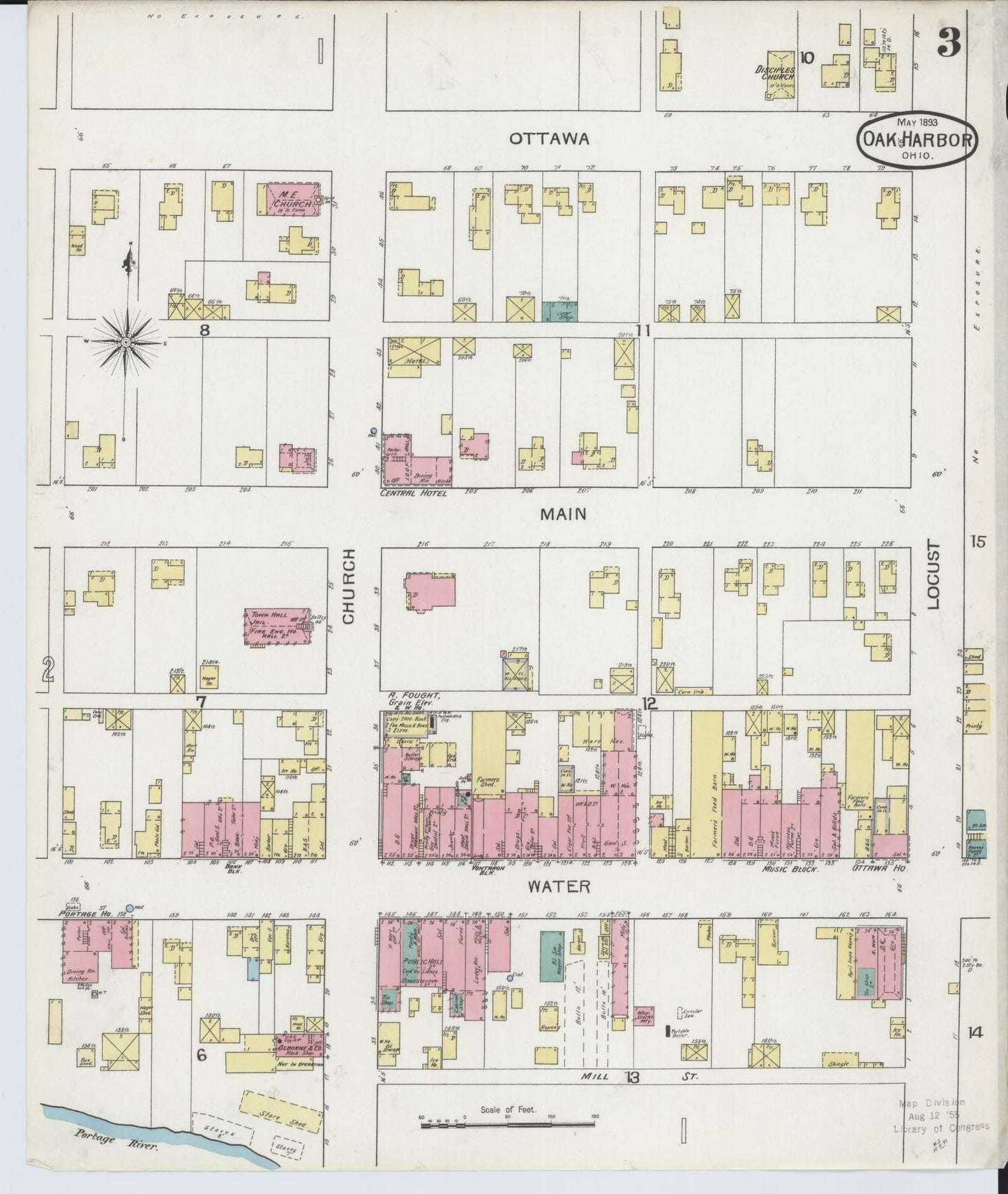 Sanborn Fire Insurance Map from Oak Harbor, Ottawa County, Ohio (1893), Sheet #0003 - Historic Sanborn Fire Insurance Map Print, vintage old map wall art, antique decor, genealogy gift, Ohio Ohio map