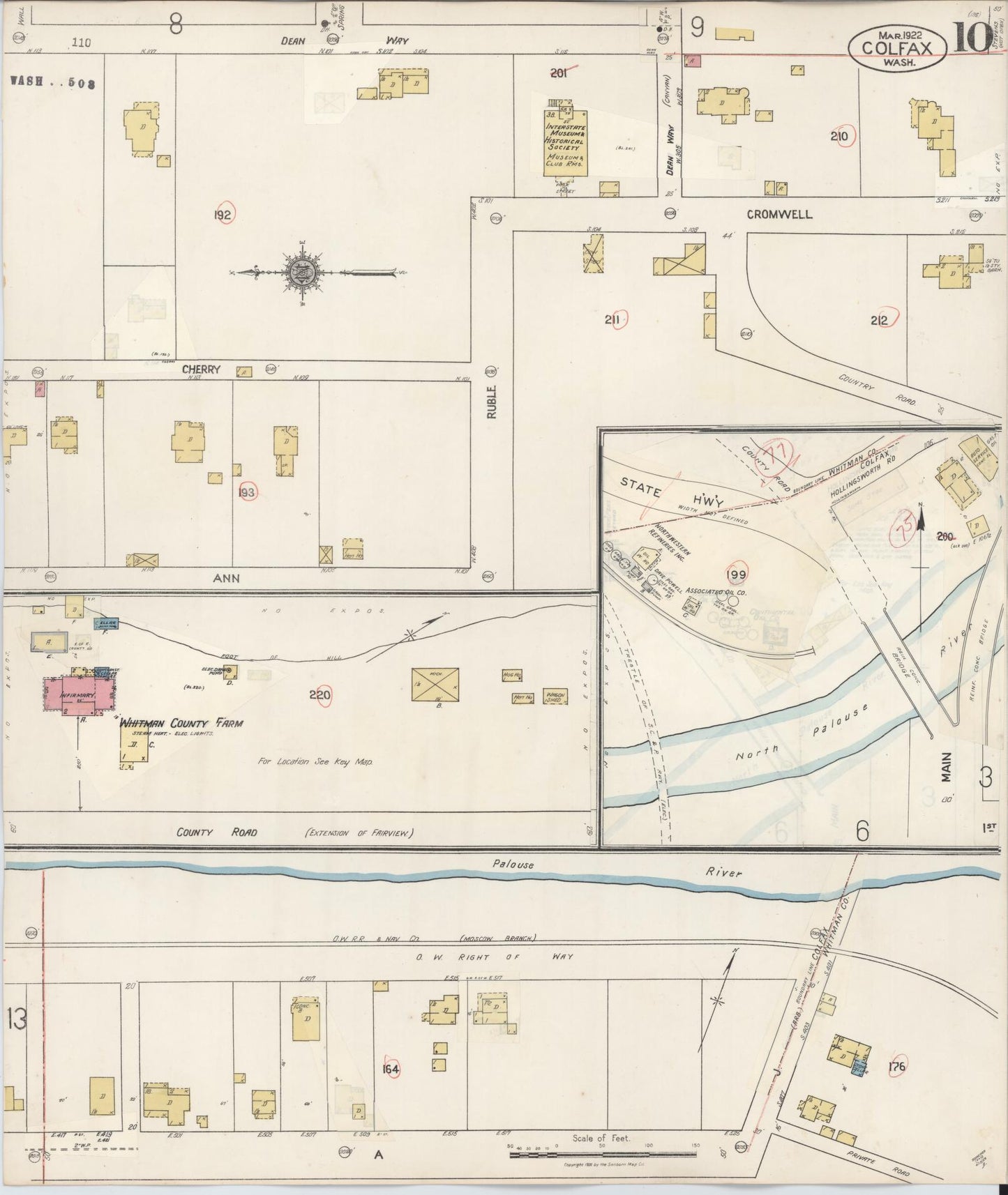 Sanborn Fire Insurance Map from Colfax, Whitman County, Washington (1939), Sheet #0010 - Historic Sanborn Fire Insurance Map Print, vintage old map wall art, antique decor, genealogy gift, Washington Washington map
