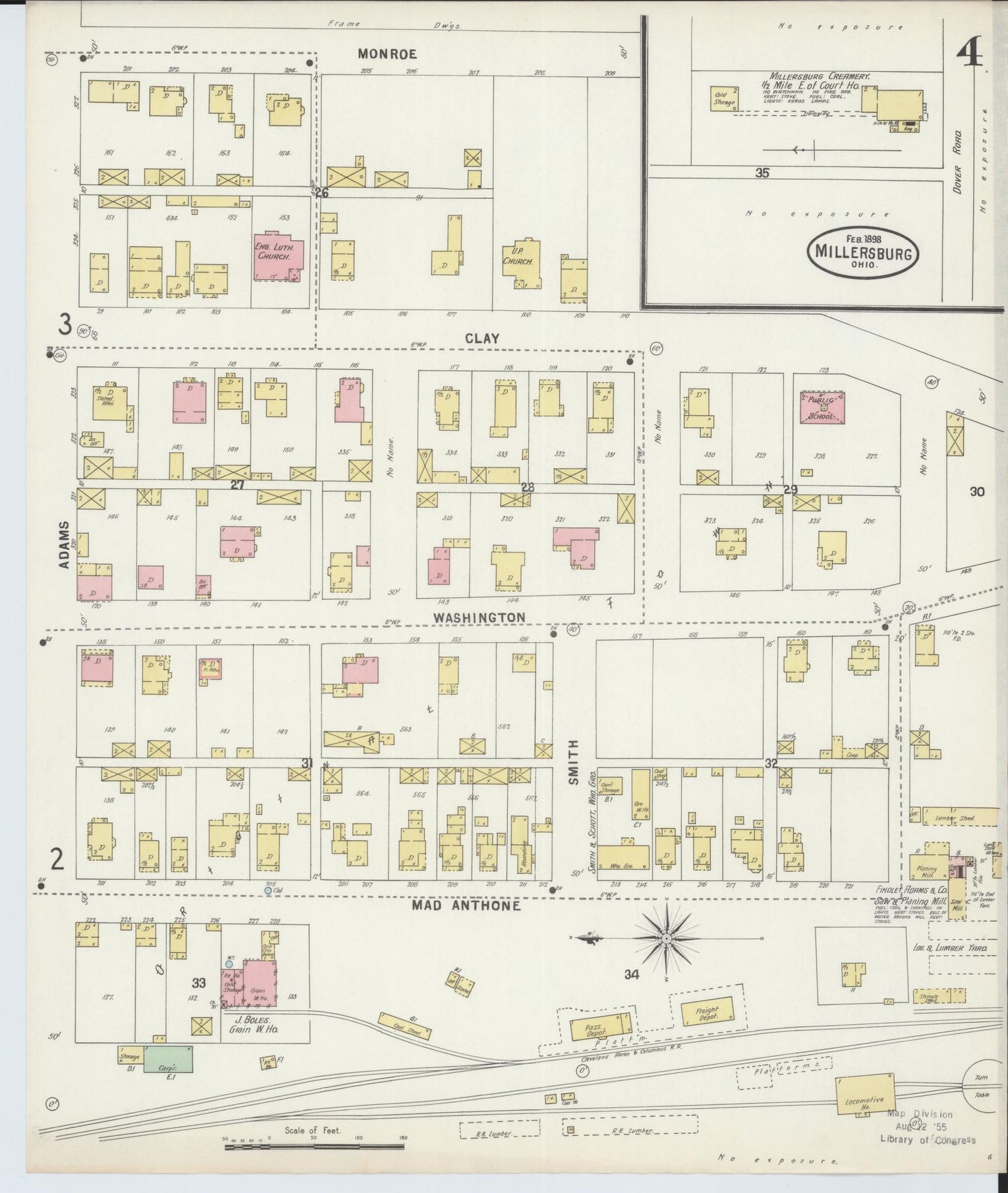Sanborn Fire Insurance Map from Millersburg, Holmes County, Ohio (1898), Sheet #0004 - Complete Map Set gallery image, historic Sanborn map, vintage wall art, Ohio Ohio