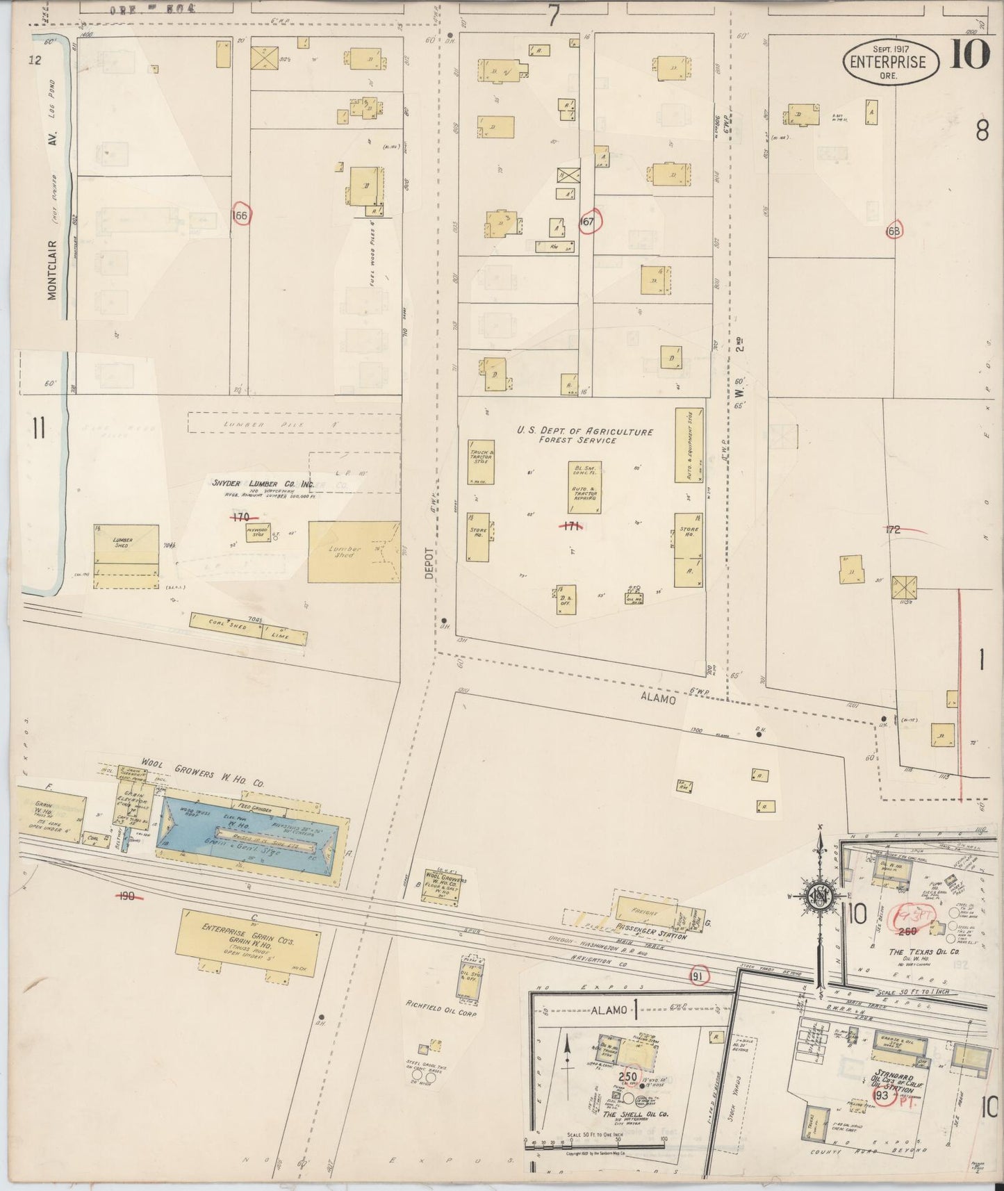 Sanborn Fire Insurance Map from Enterprise, Wallowa County, Oregon (1941), Sheet #0010 - Historic Sanborn Fire Insurance Map Print, vintage old map wall art, antique decor, genealogy gift, Oregon Oregon map