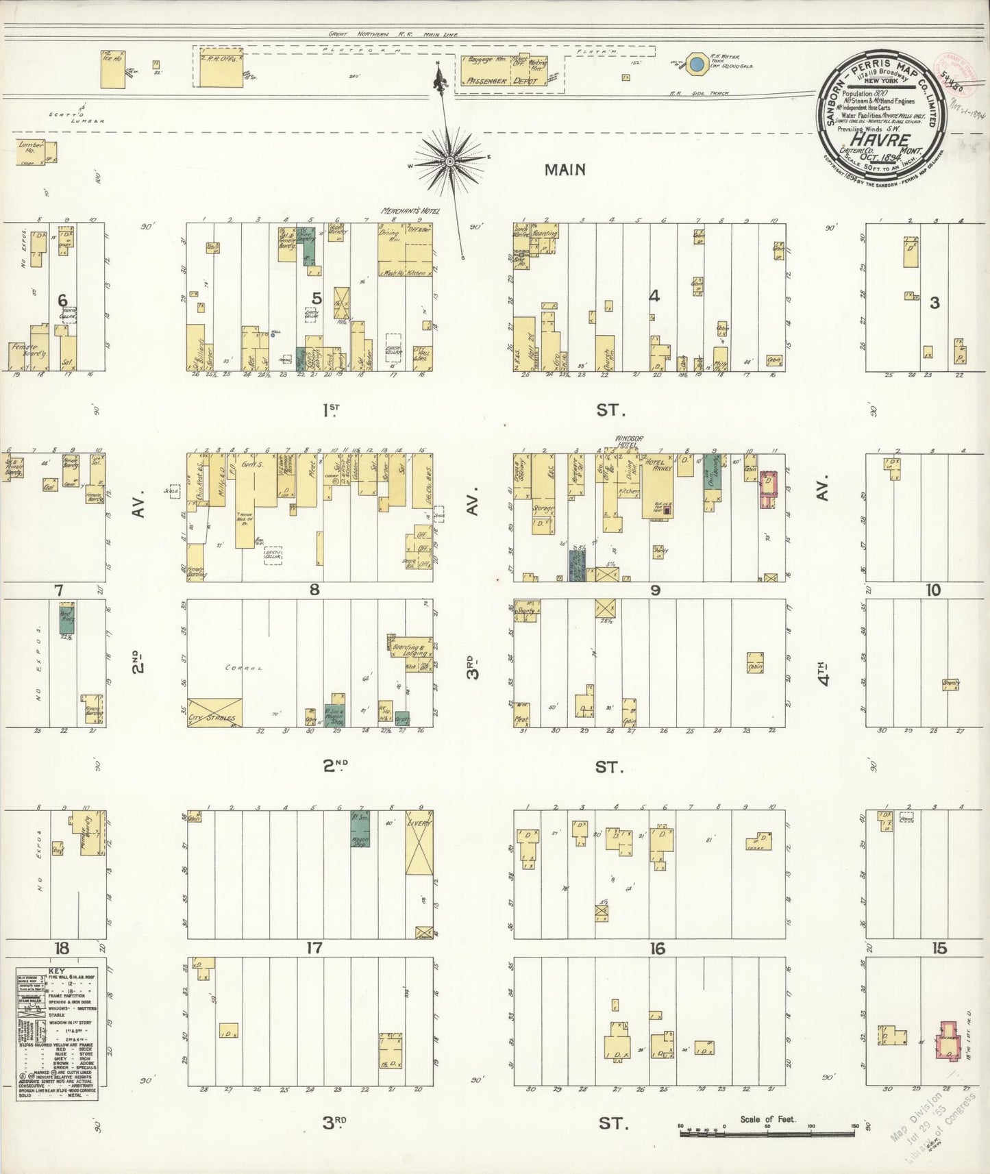 Sanborn Fire Insurance Map from Havre, Hill County, Montana (1894), Sheet #0001 - Historic Sanborn Fire Insurance Map Print, vintage old map wall art, antique decor, genealogy gift, Montana Montana map