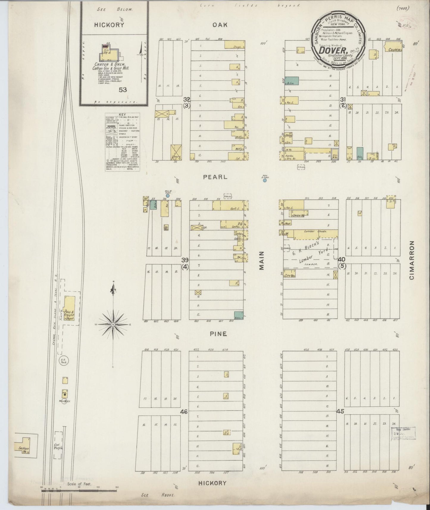 Sanborn Fire Insurance Map from Dover, Kingfisher County, Oklahoma (1894), Sheet #0001 - Historic Sanborn Fire Insurance Map Print, vintage old map wall art, antique decor, genealogy gift, Oklahoma Oklahoma map