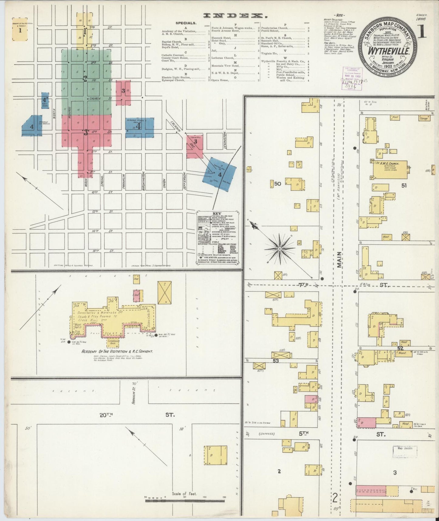 Sanborn Fire Insurance Map from Wytheville, Wythe County, Virginia. (1903) – Historic Sanborn Fire Insurance Map Print