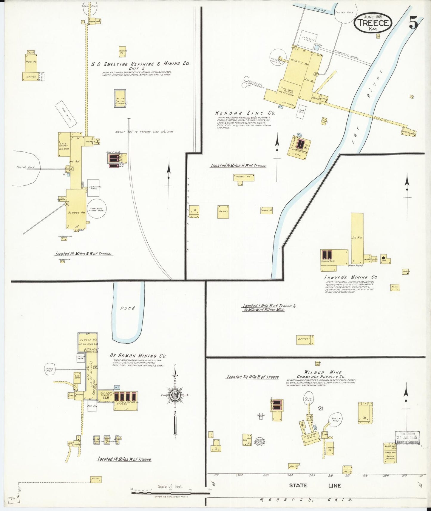 Sanborn Fire Insurance Map from Treece, Cherokee County, Kansas (1918), Sheet #0005 - Complete Map Set gallery image, historic Sanborn map, vintage wall art, Kansas Kansas
