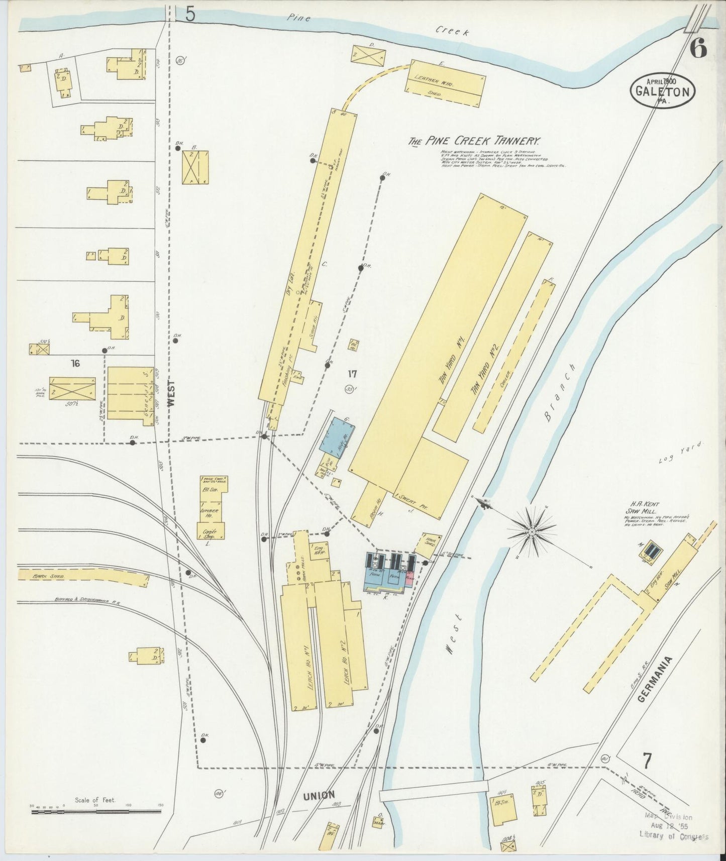 Sanborn Fire Insurance Map from Galeton, Potter County, Pennsylvania (1900), Sheet #0006 - Historic Sanborn Fire Insurance Map Print, vintage old map wall art, antique decor, genealogy gift, Pennsylvania Pennsylvania map