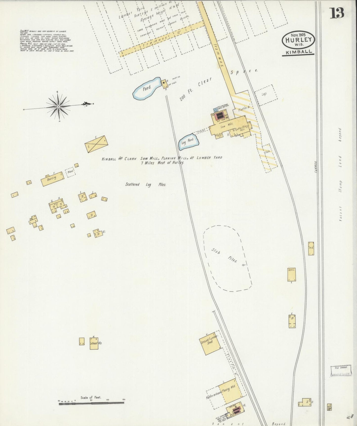 Sanborn Fire Insurance Map from Hurley, Iron County, Wisconsin (1905), Sheet #0013 - Historic Sanborn Fire Insurance Map Print, vintage old map wall art, antique decor, genealogy gift, Wisconsin Wisconsin map
