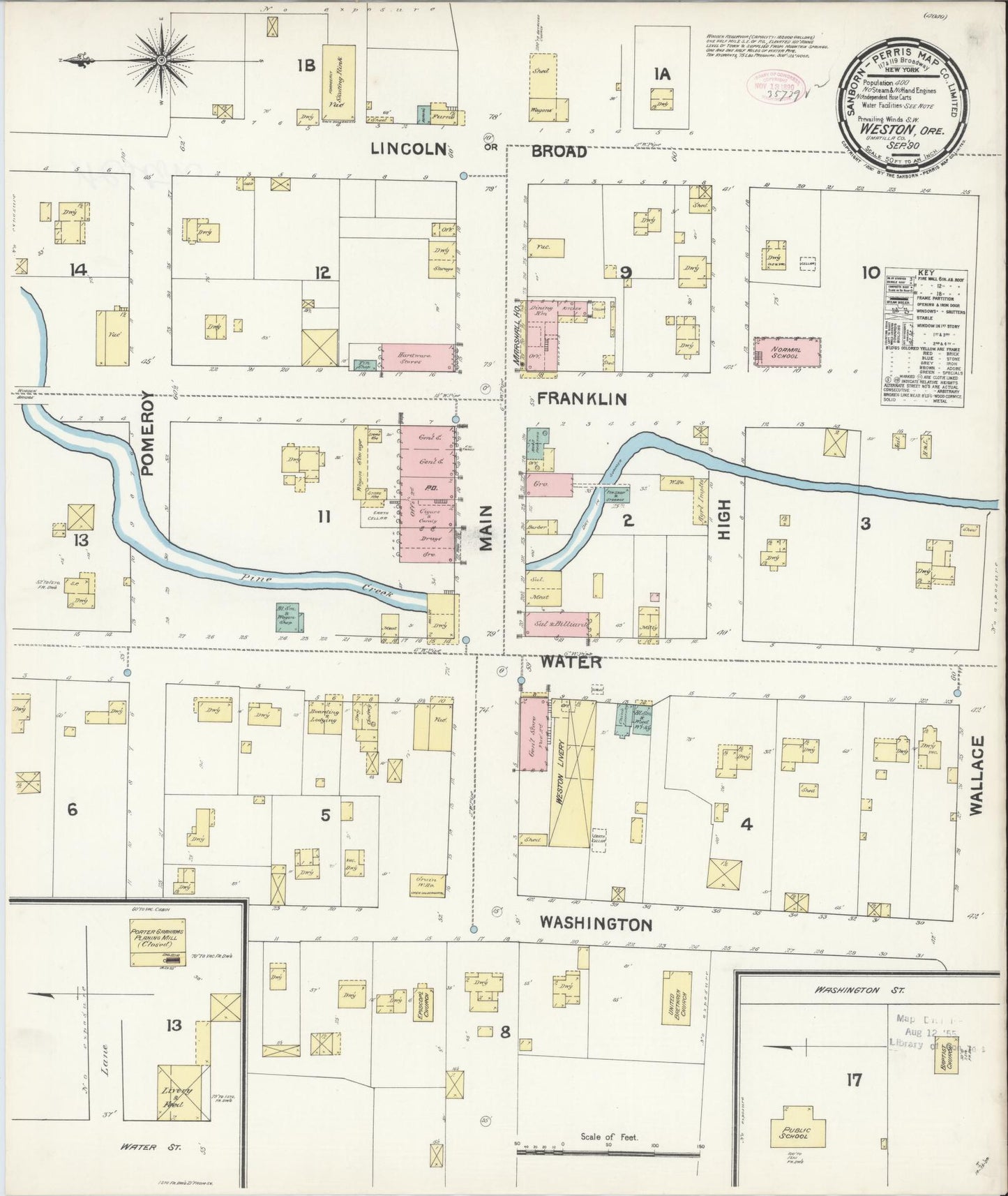 Sanborn Fire Insurance Map from Weston, Umatilla County, Oregon. (1890) – Historic Sanborn Fire Insurance Map Print