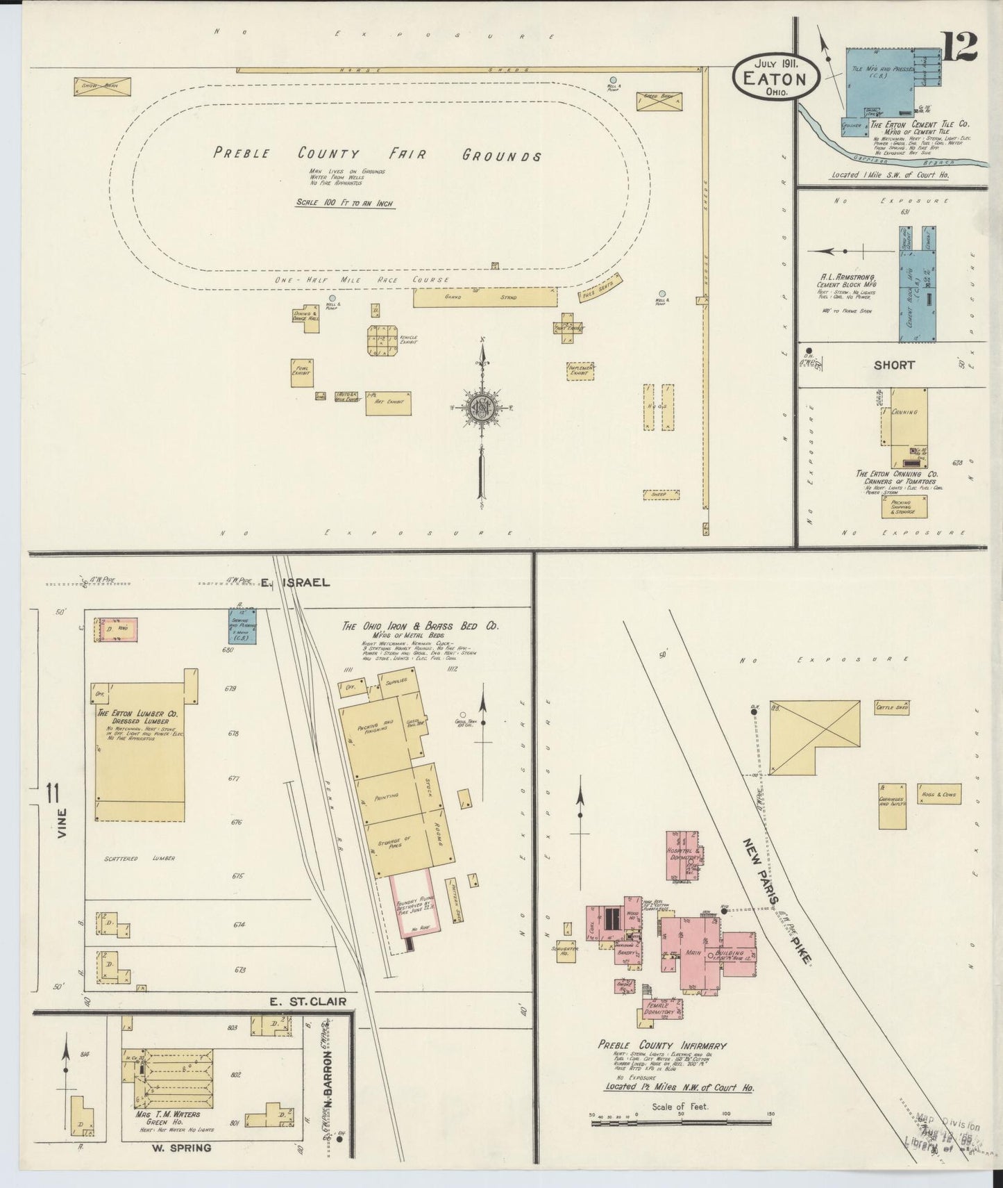 Sanborn Fire Insurance Map from Eaton, Preble County, Ohio (1911), Sheet #0012 - Complete Map Set gallery image, historic Sanborn map, vintage wall art, Ohio Ohio