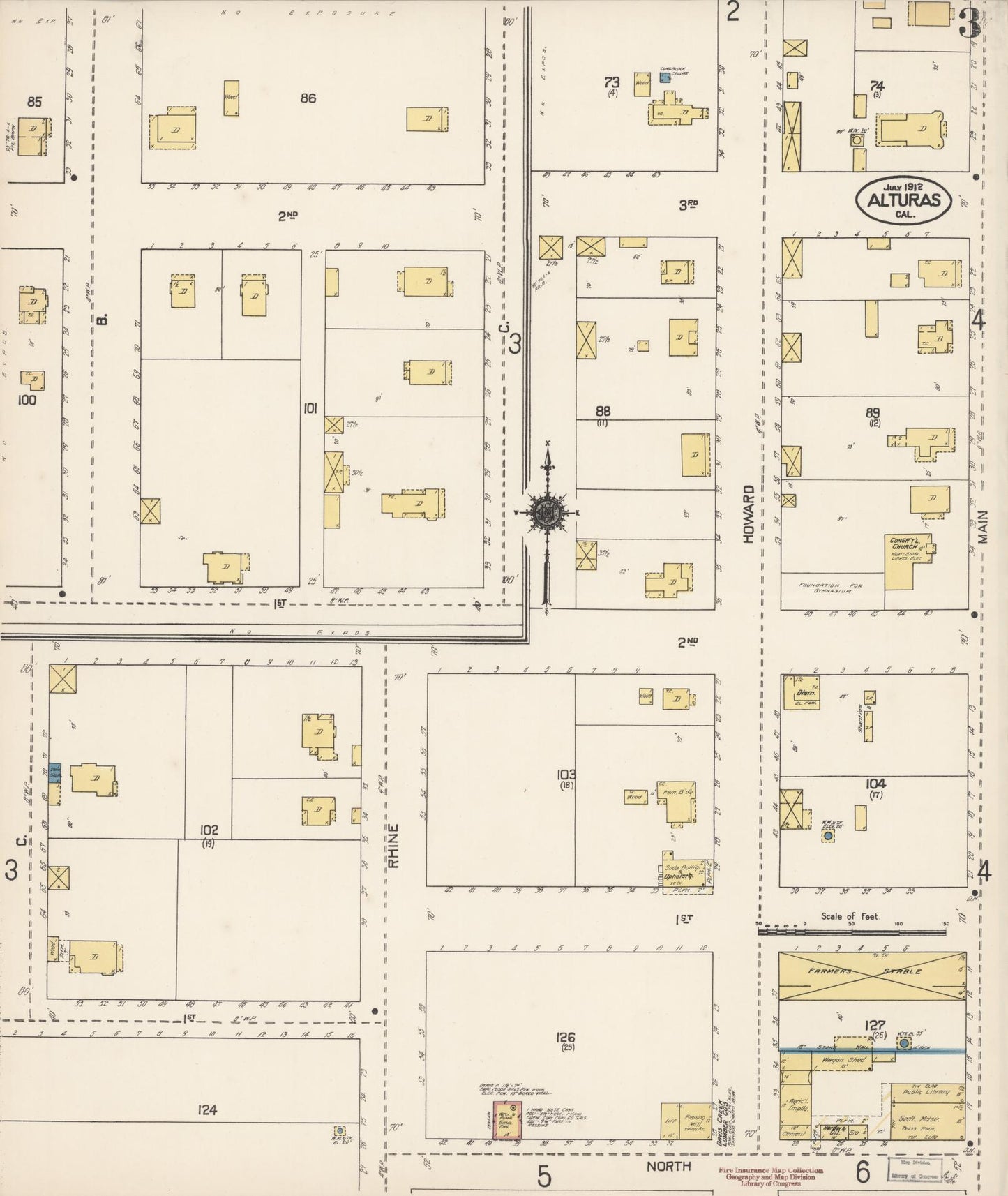 Sanborn Fire Insurance Map from Alturas, Modoc County, California (1912), Sheet #0003 - Historic Sanborn Fire Insurance Map Print, vintage old map wall art, antique decor, genealogy gift, California California map