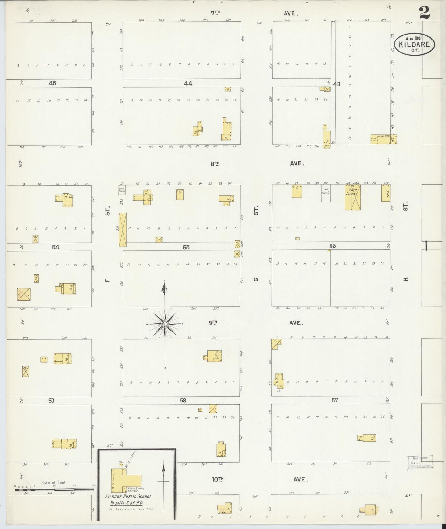 Sanborn Fire Insurance Map from Kildare, Kay County, Oklahoma (1901), Sheet #0002 - Historic Sanborn Fire Insurance Map Print, vintage old map wall art, antique decor, genealogy gift, Oklahoma Oklahoma map