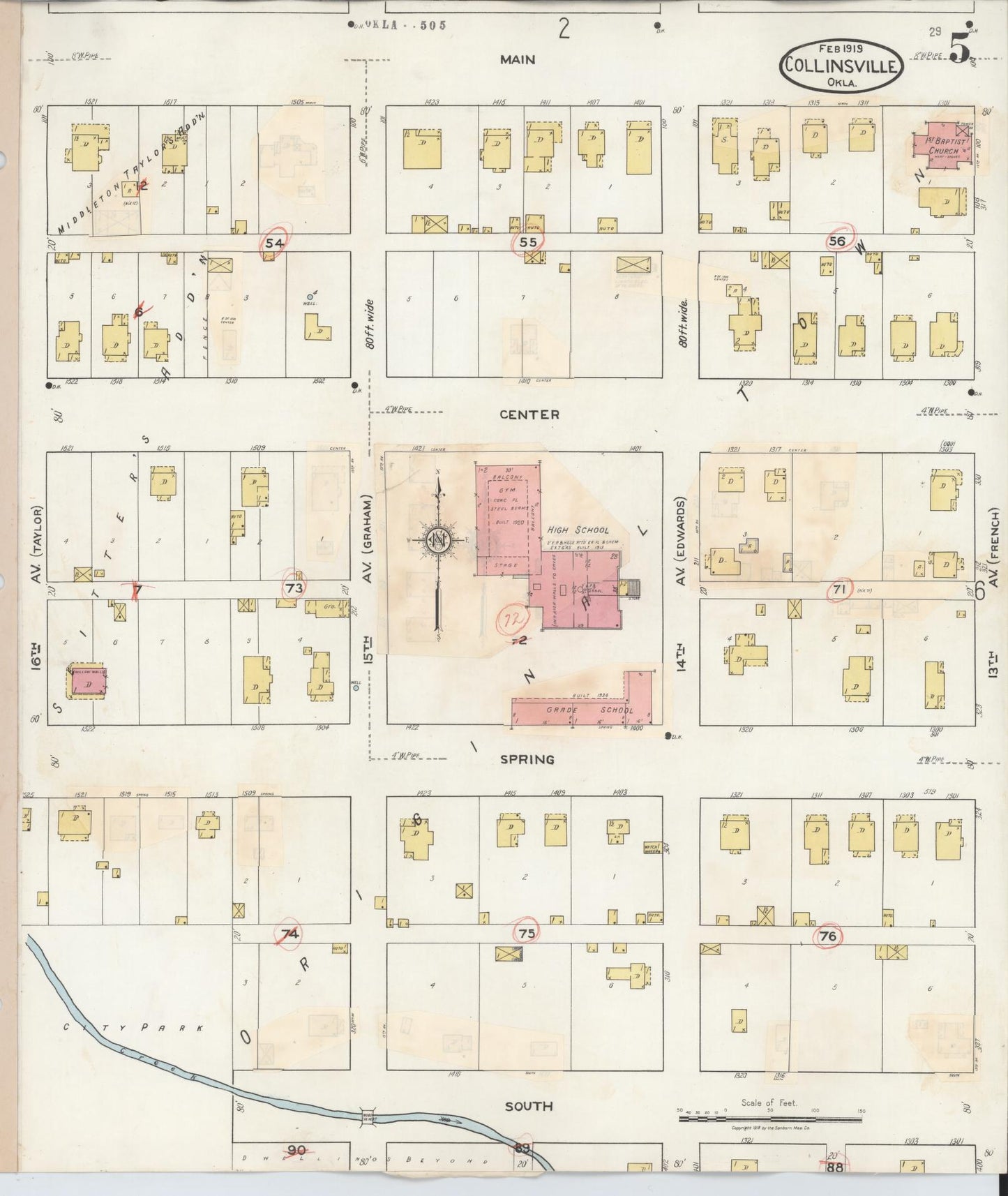 Sanborn Fire Insurance Map from Collinsville, Tulsa County, Oklahoma (1936), Sheet #0005 - Historic Sanborn Fire Insurance Map Print, vintage old map wall art, antique decor, genealogy gift, Oklahoma Oklahoma map