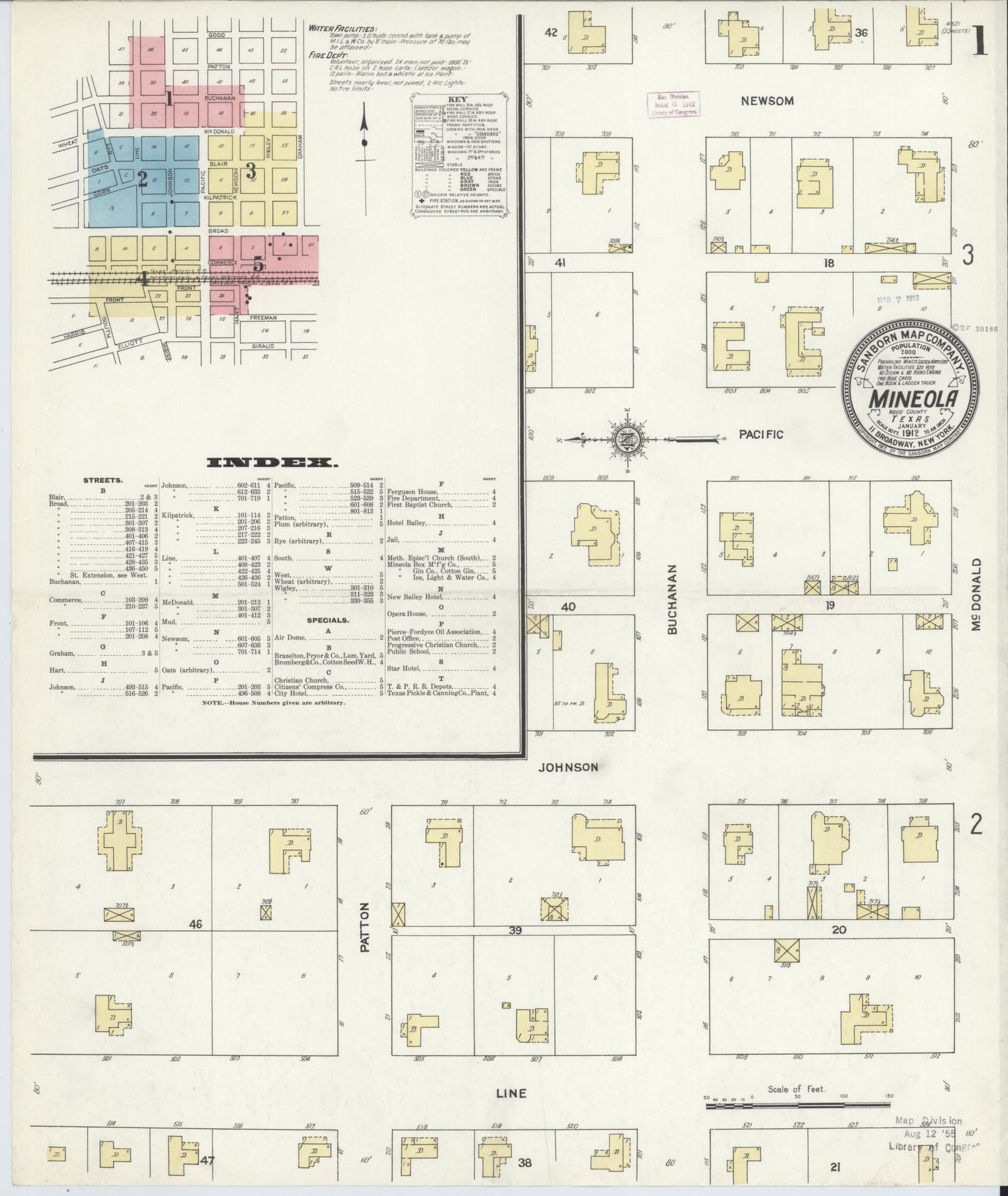 Sanborn Fire Insurance Map from Mineola, Wood County, Texas. (1912) – Historic Sanborn Fire Insurance Map Print
