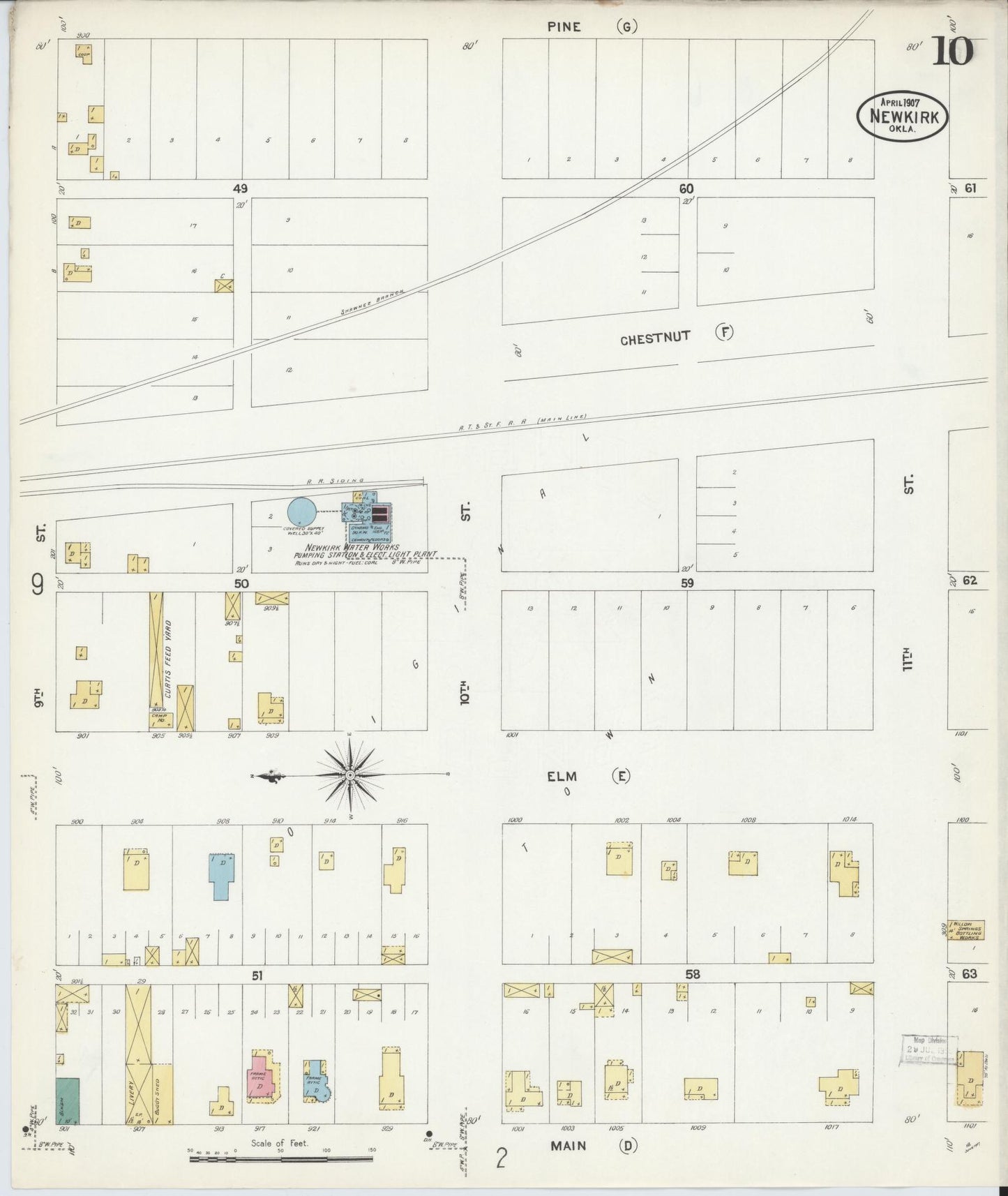 Sanborn Fire Insurance Map from Newkirk, Kay County, Oklahoma (1907), Sheet #0010 - Complete Map Set gallery image, historic Sanborn map, vintage wall art, Oklahoma Oklahoma