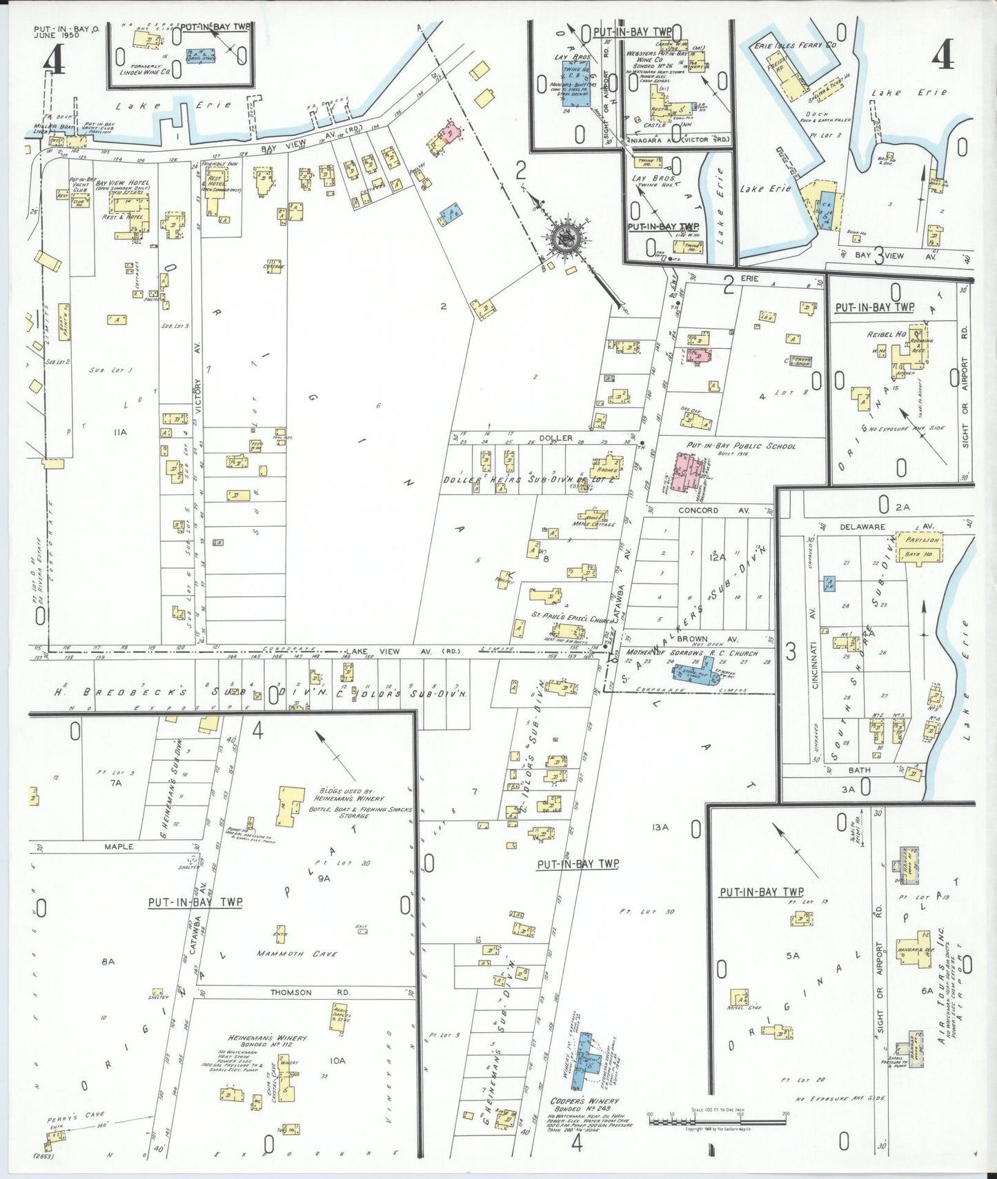 Sanborn Fire Insurance Map from Put-in-bay, Ottawa County, Ohio (1950), Sheet #0004 - Complete Map Set gallery image, historic Sanborn map, vintage wall art, Ohio Ohio