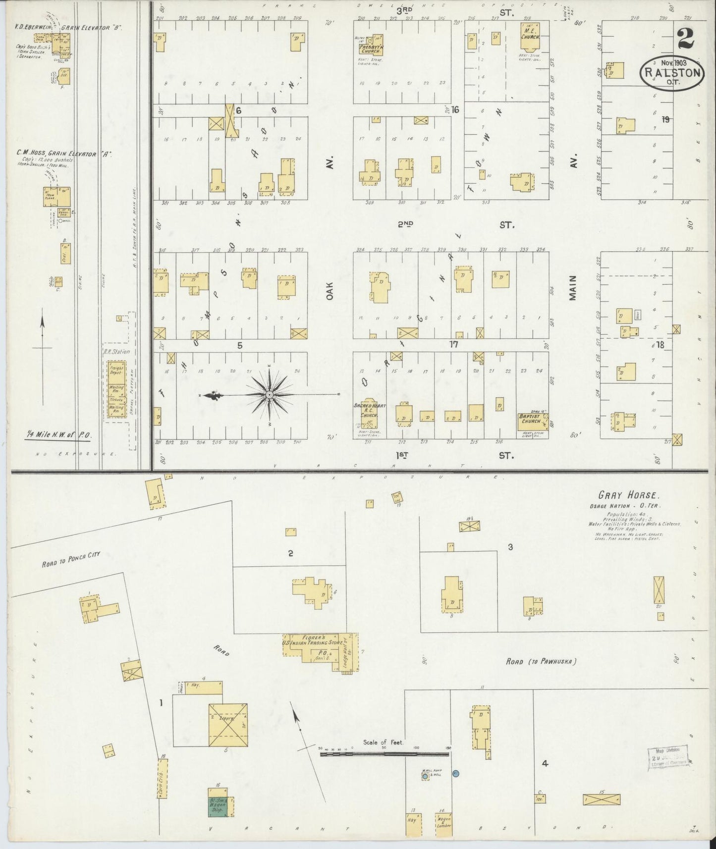 Sanborn Fire Insurance Map from Ralston, Pawnee County, Oklahoma (1903), Sheet #0002 - Historic Sanborn Fire Insurance Map Print, vintage old map wall art, antique decor, genealogy gift, Oklahoma Oklahoma map