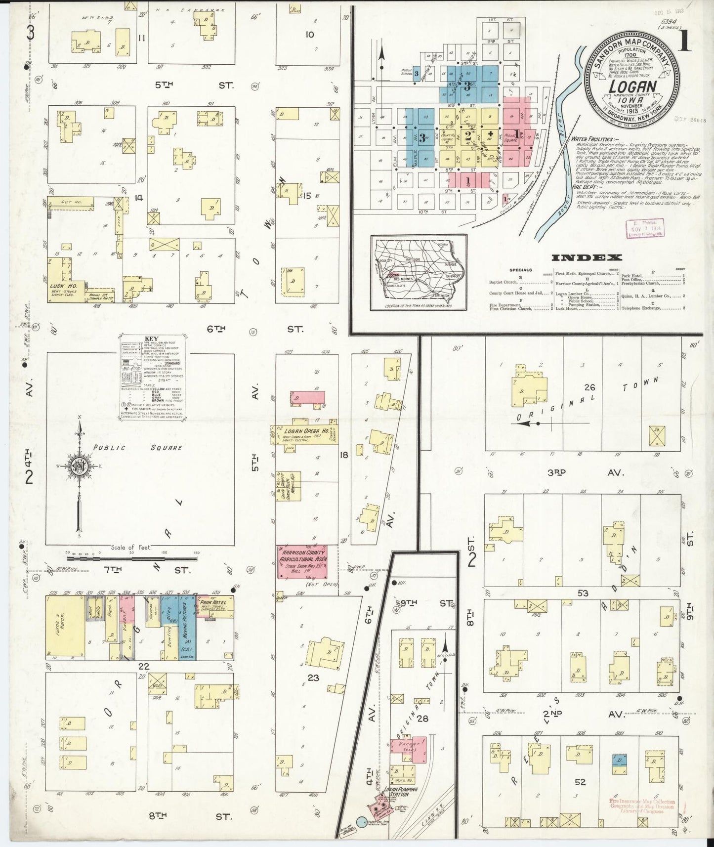 Sanborn Fire Insurance Map from Logan, Harrison County, Iowa. (1913) – Map View