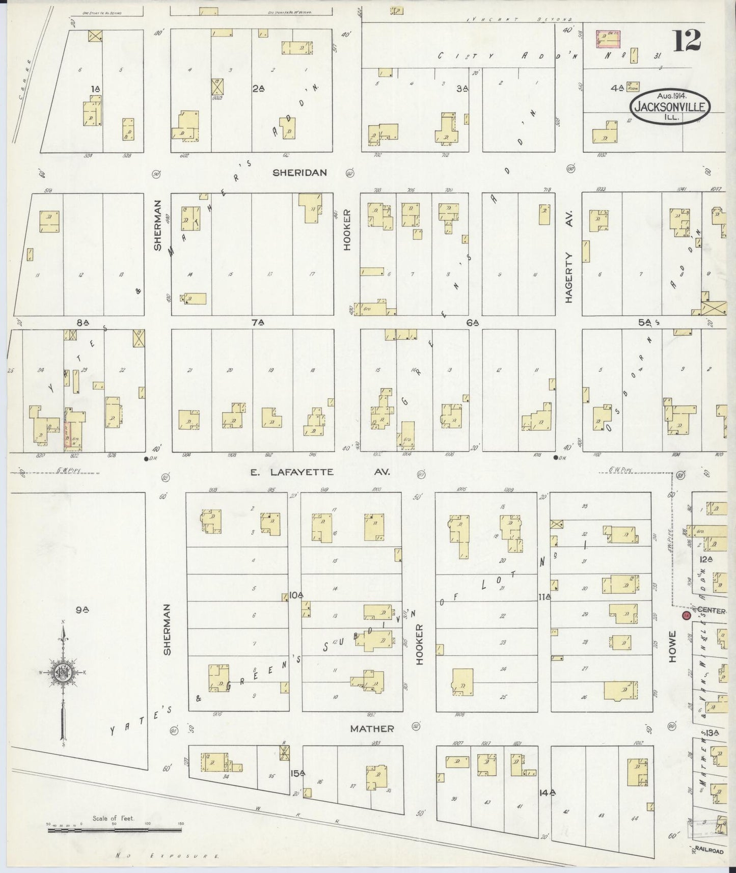 Sanborn Fire Insurance Map from Jacksonville, Morgan County, Illinois. (1914), Sheet 12 – Historic Sanborn Fire Insurance Map Print