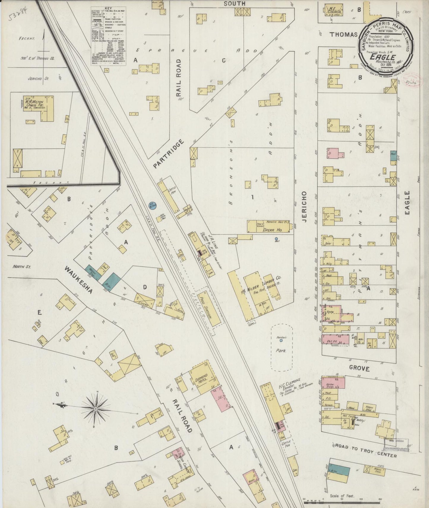 Sanborn Fire Insurance Map from Eagle, Waukesha County, Wisconsin (1894), Sheet #0001 - Historic Sanborn Fire Insurance Map Print, vintage old map wall art, antique decor, genealogy gift, Wisconsin Wisconsin map