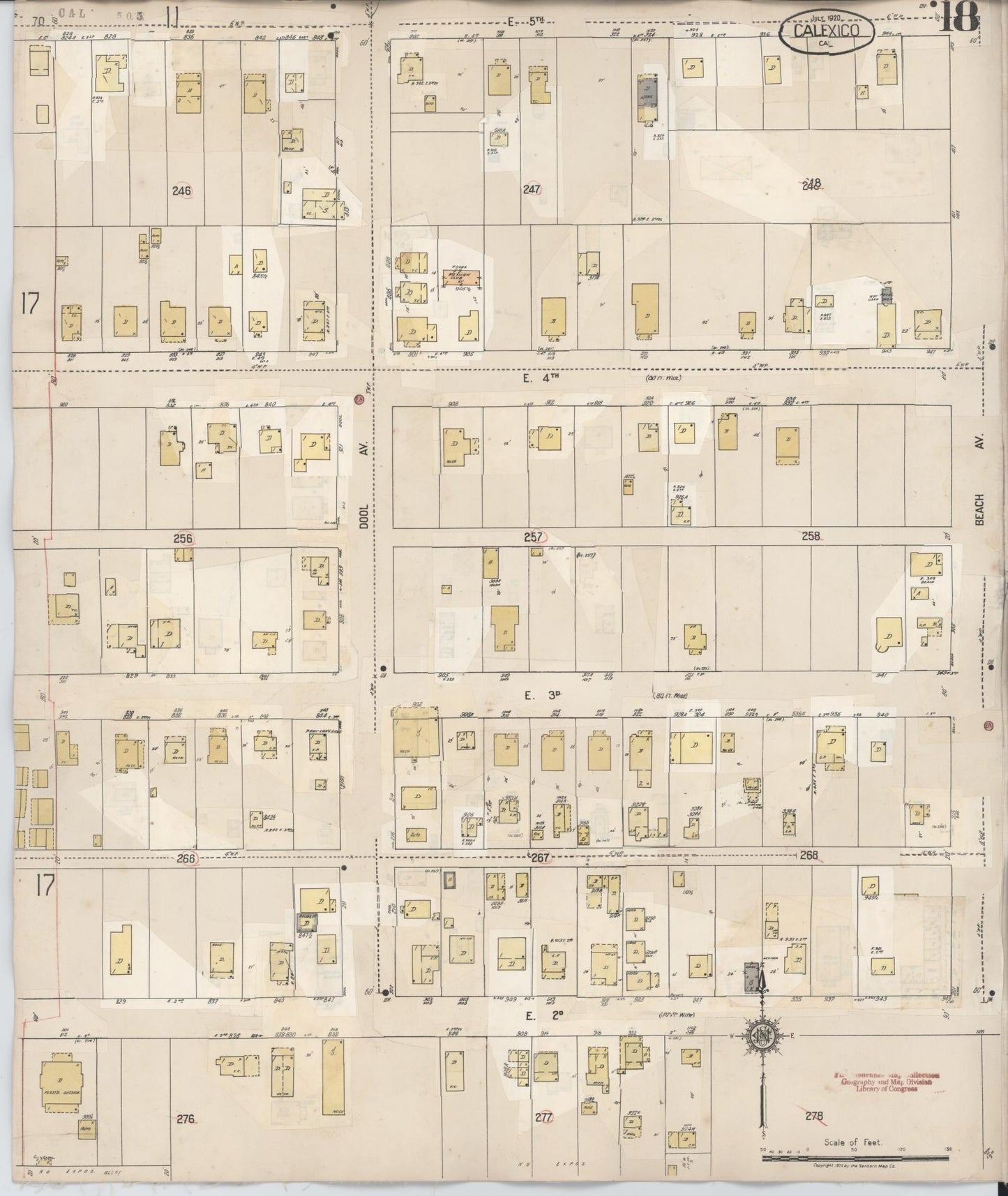 Sanborn Fire Insurance Map from Calexico, Imperial County, California (1949), Sheet #0018 - Complete Map Set gallery image, historic Sanborn map, vintage wall art, California California
