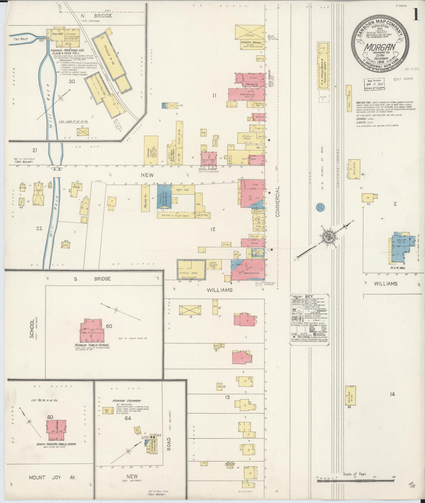 Sanborn Fire Insurance Map from Morgan, Morgan County, Utah (1916), Sheet #0001 - Historic Sanborn Fire Insurance Map Print, vintage old map wall art, antique decor, genealogy gift, Utah Utah map