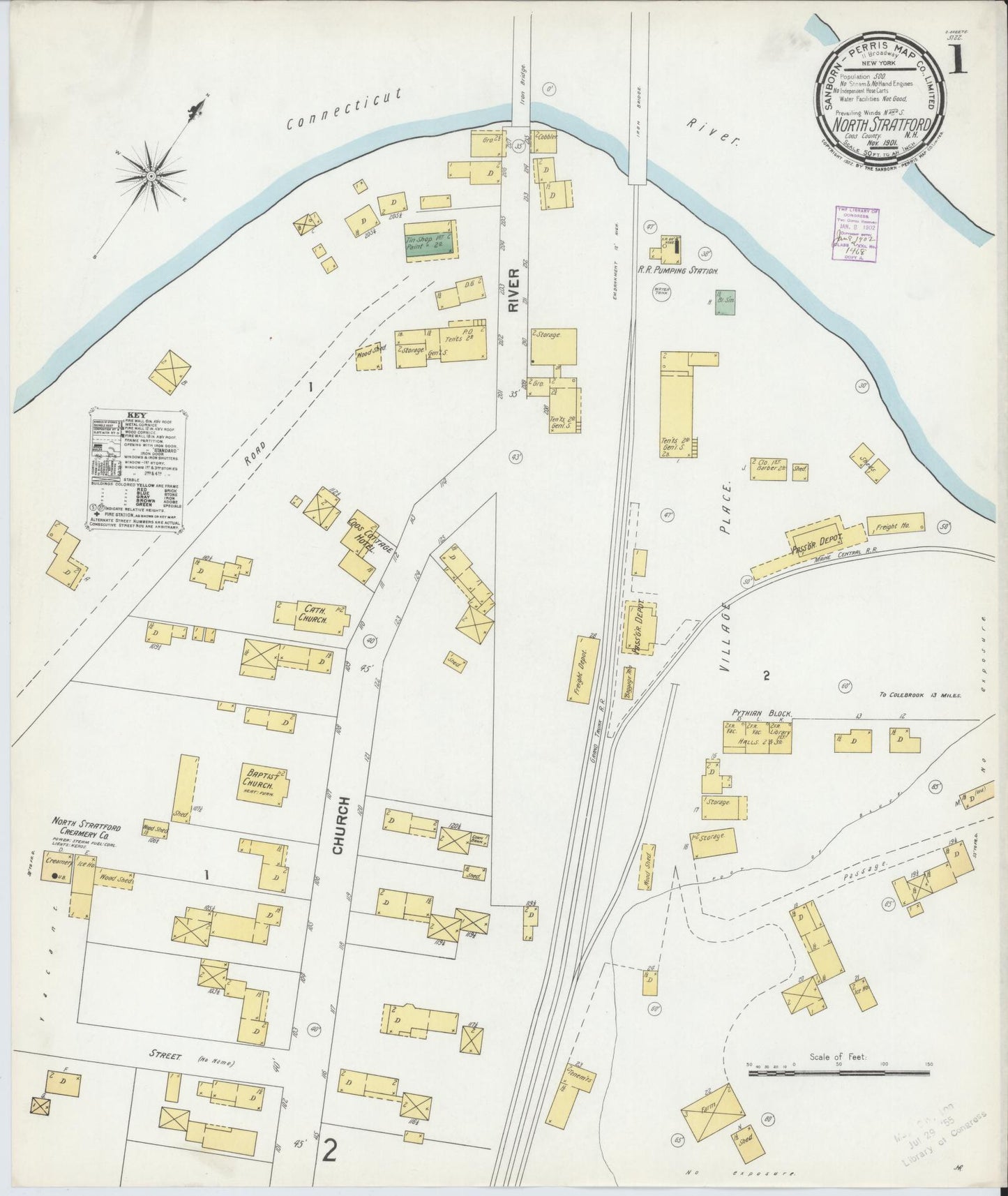 Sanborn Fire Insurance Map from North Stratford, Coos County, New Hampshire. (1901) – Historic Sanborn Fire Insurance Map Print