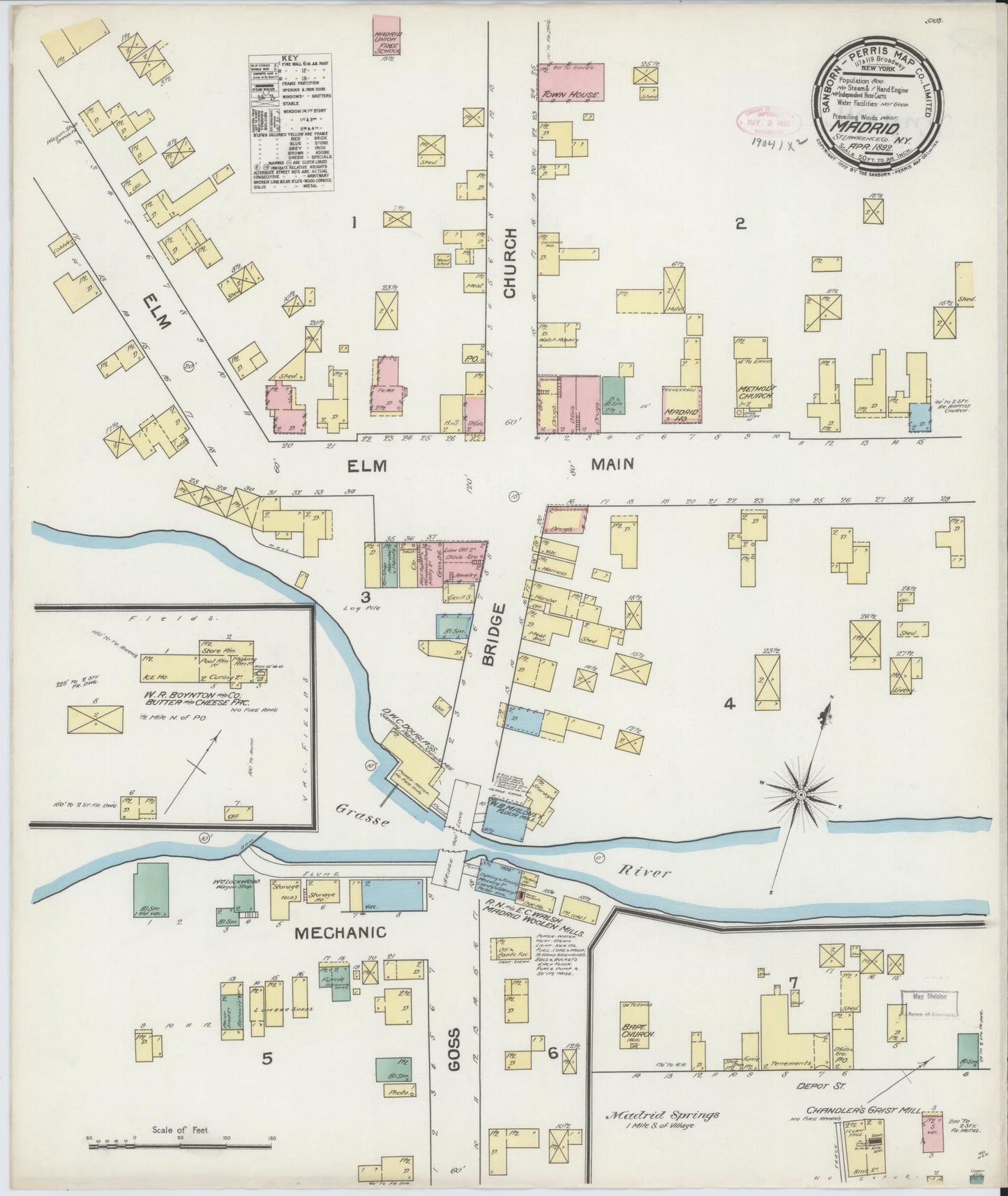 Sanborn Fire Insurance Map from Madrid, St. Lawrence County, New York. (1892) – Historic Sanborn Fire Insurance Map Print