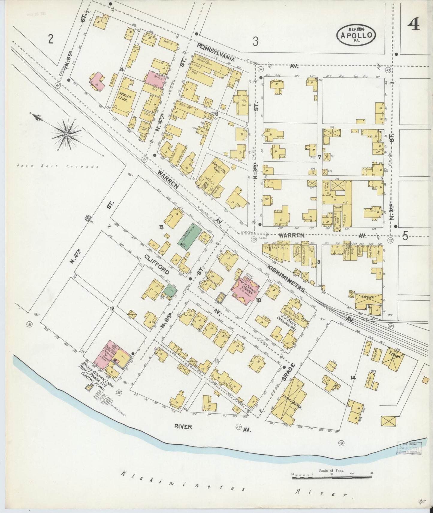 Sanborn Fire Insurance Map from Apollo, Armstrong County, Pennsylvania (1904), Sheet #0004 - Historic Sanborn Fire Insurance Map Print, vintage old map wall art, antique decor, genealogy gift, Pennsylvania Pennsylvania map