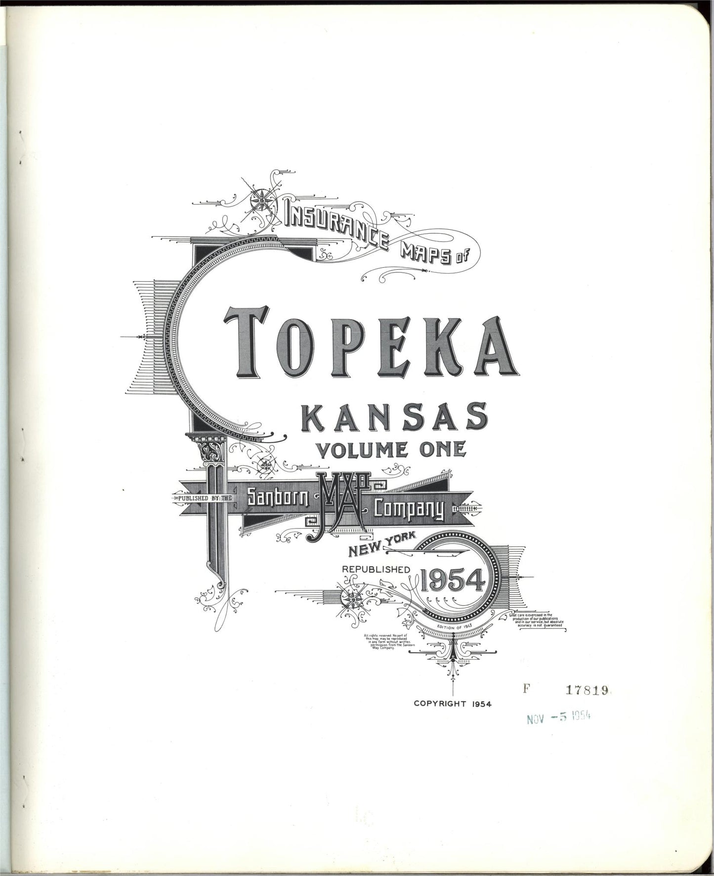 Sanborn Fire Insurance Map from Topeka, Shawnee County, Kansas. (1954) – Historic Sanborn Fire Insurance Map Print