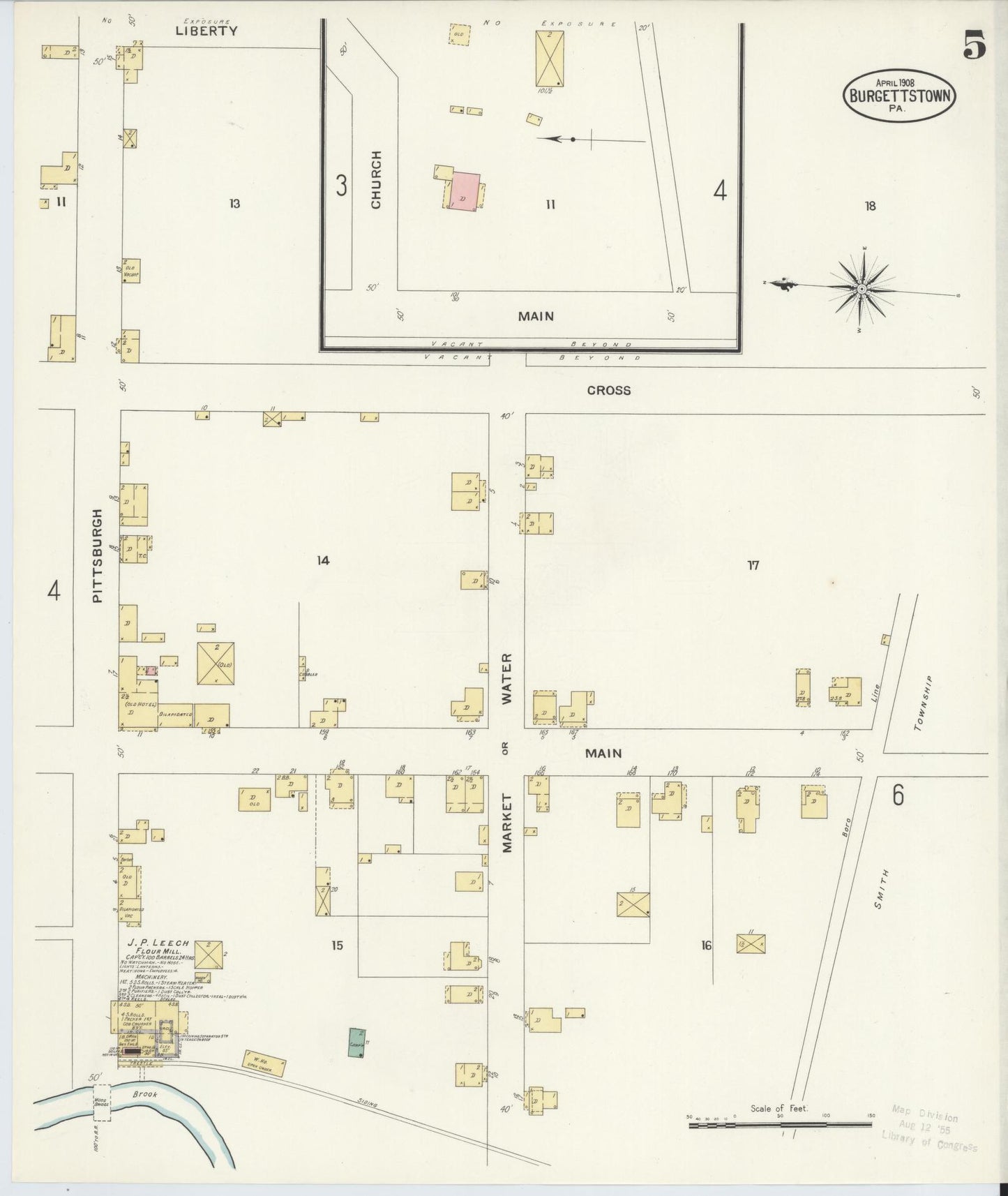 Sanborn Fire Insurance Map from Burgettstown, Washington County, Pennsylvania (1908), Sheet #0005 - Historic Sanborn Fire Insurance Map Print, vintage old map wall art, antique decor, genealogy gift, Pennsylvania Pennsylvania map