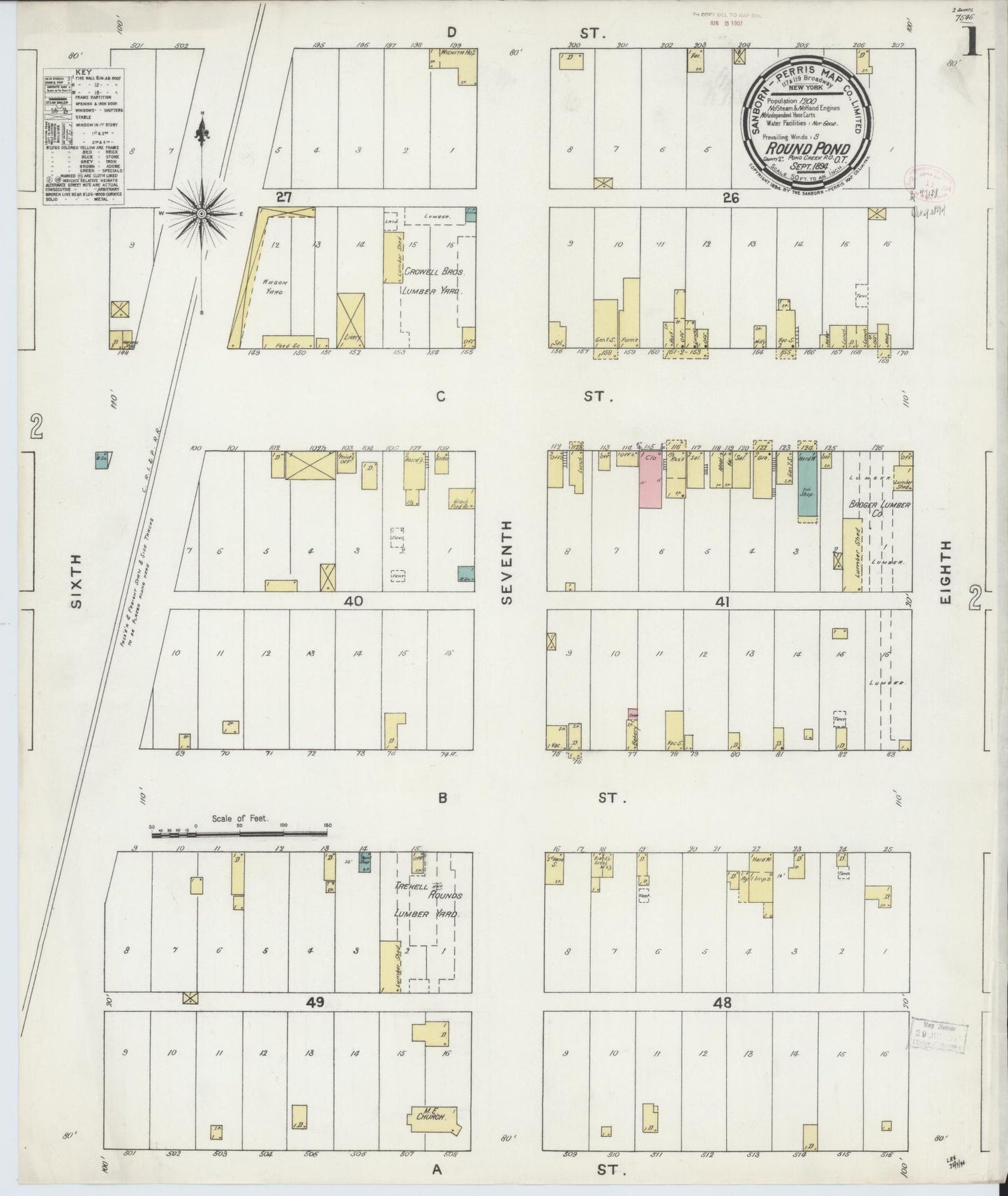 Sanborn Fire Insurance Map from Round Pond Station, Grant County, Oklahoma (1894), Sheet #0001 - Historic Sanborn Fire Insurance Map Print, vintage old map wall art, antique decor, genealogy gift, Oklahoma Oklahoma map