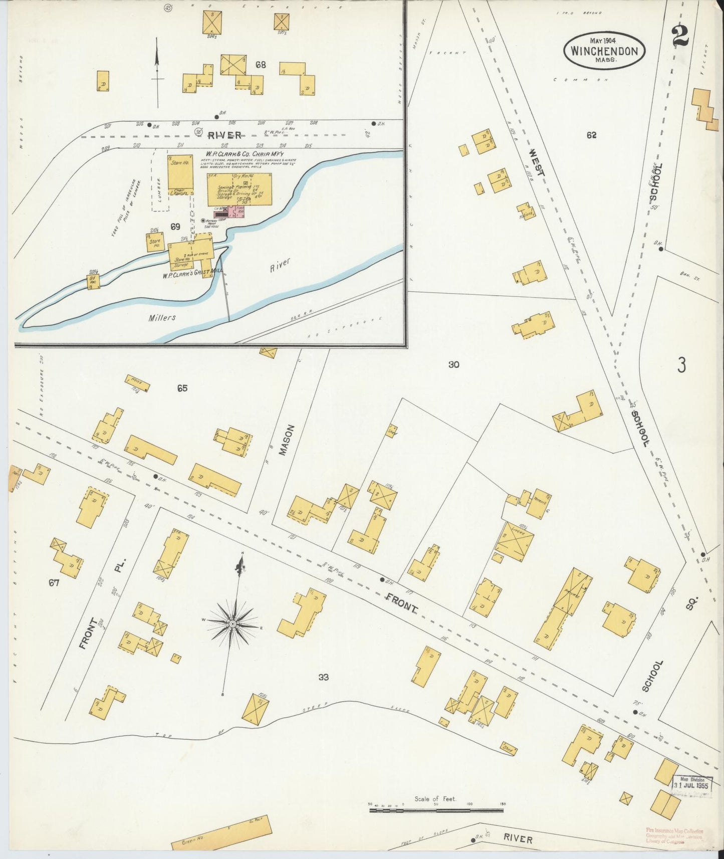 Sanborn Fire Insurance Map from Winchendon, Worcester County, Massachusetts (1904), Sheet #0002 - Historic Sanborn Fire Insurance Map Print, vintage old map wall art, antique decor, genealogy gift, Massachusetts Massachusetts map