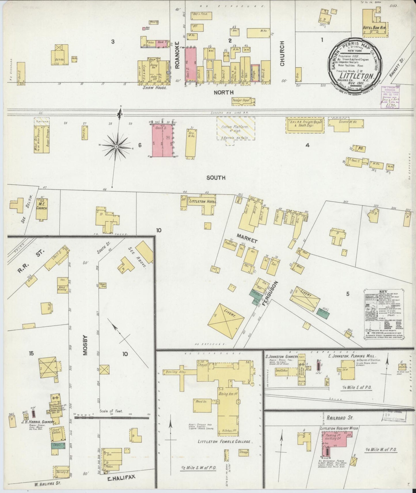 Sanborn Fire Insurance Map from Littleton, Halifax And Warren County, North Carolina. (1901) – Historic Sanborn Fire Insurance Map Print