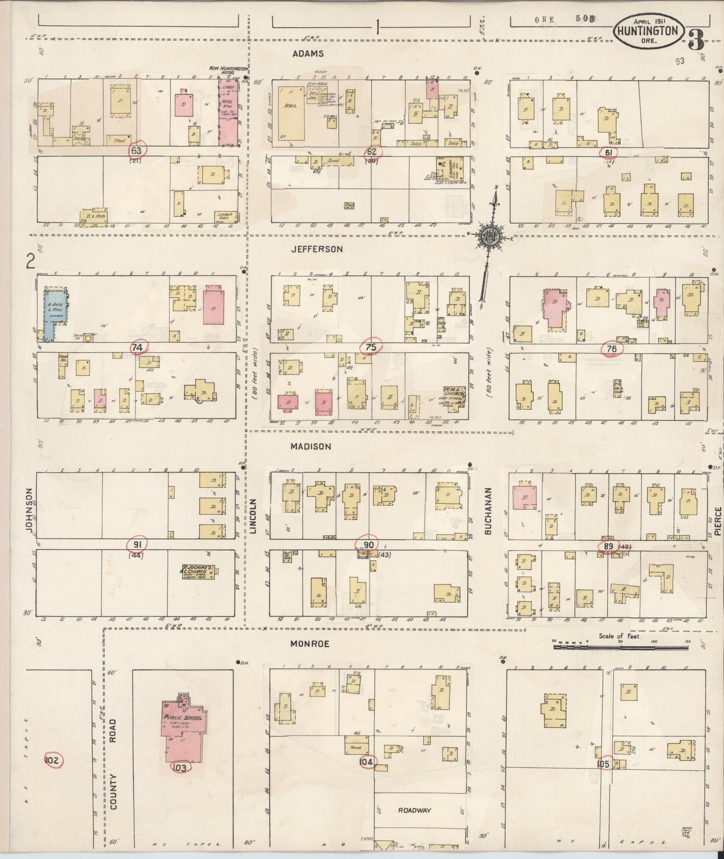 Sanborn Fire Insurance Map from Huntington, Baker County, Oregon (1930), Sheet #0003 - Complete Map Set gallery image, historic Sanborn map, vintage wall art, Oregon Oregon