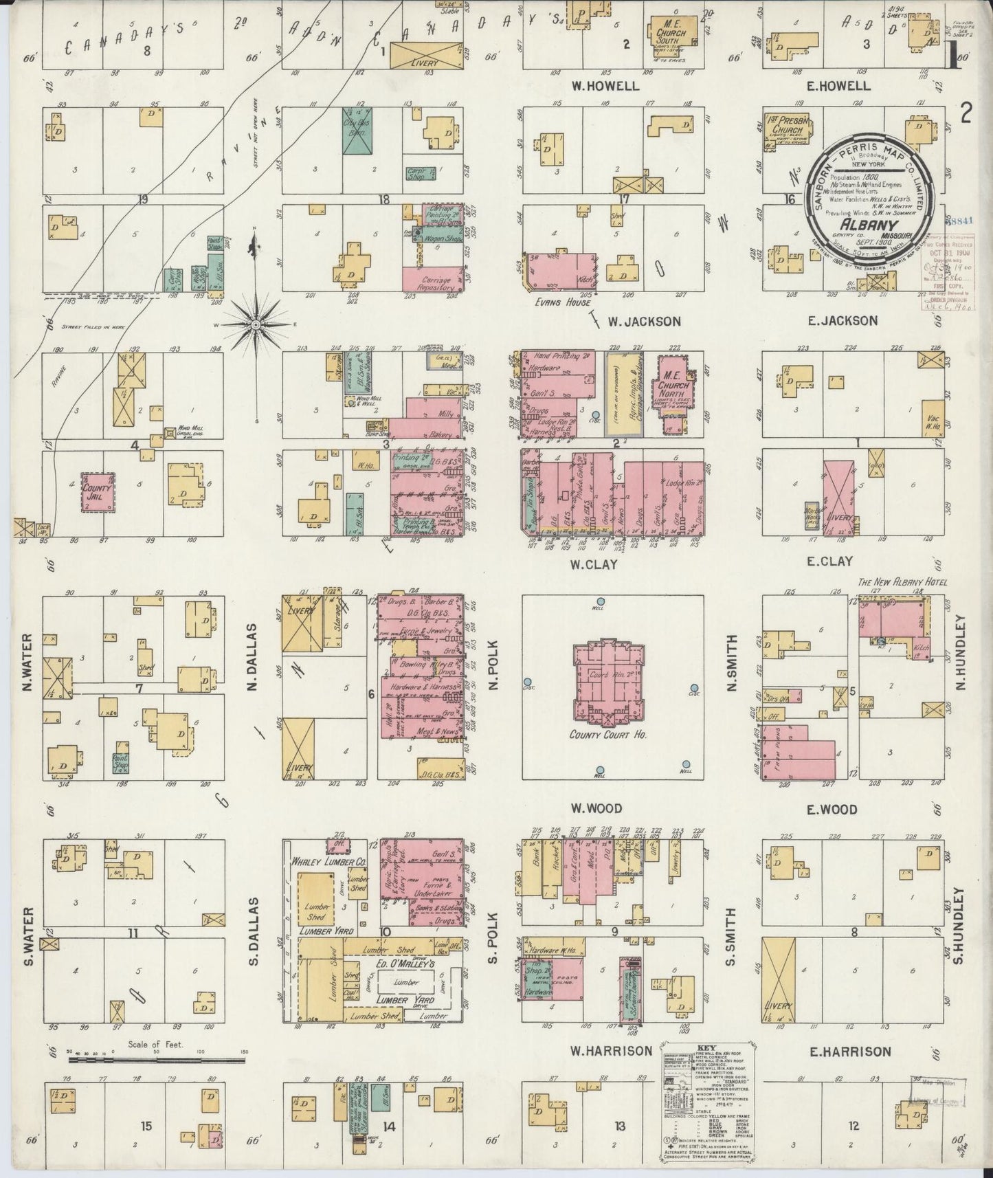 Sanborn Fire Insurance Map from Albany, Gentry County, Missouri (1900), Sheet #0001 - Historic Sanborn Fire Insurance Map Print, vintage old map wall art, antique decor, genealogy gift, Missouri Missouri map